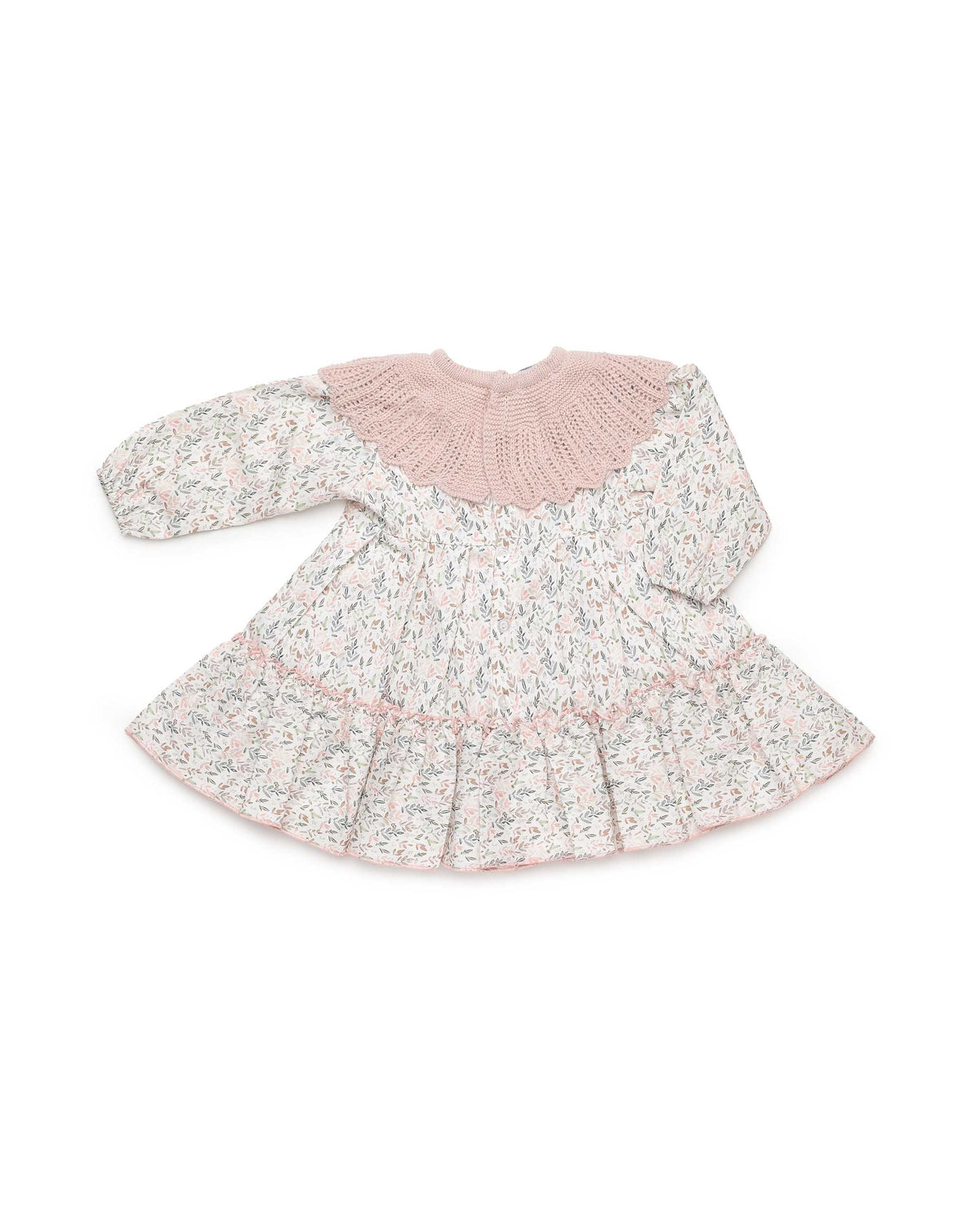 Vestido bebé niña Juliana ramitas y dos volantes 26669, detalle de acabados, otoño invierno 2026/27