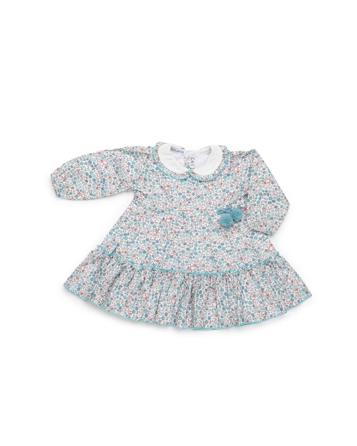 Vestido bebé niña Juliana florecitas y dos volantes 26672, prenda coordinada, otoño invierno 2026/27
