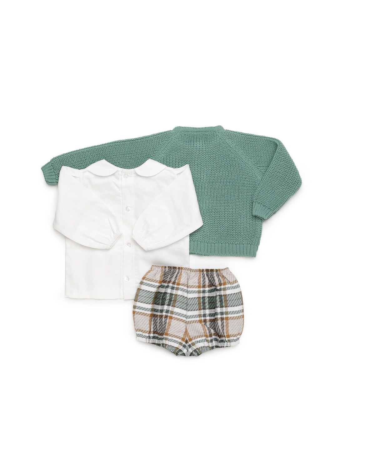 Conjunto bebé niño Juliana camisa chaqueta y cuadros 26690, detalle de acabados, otoño invierno 2026/27