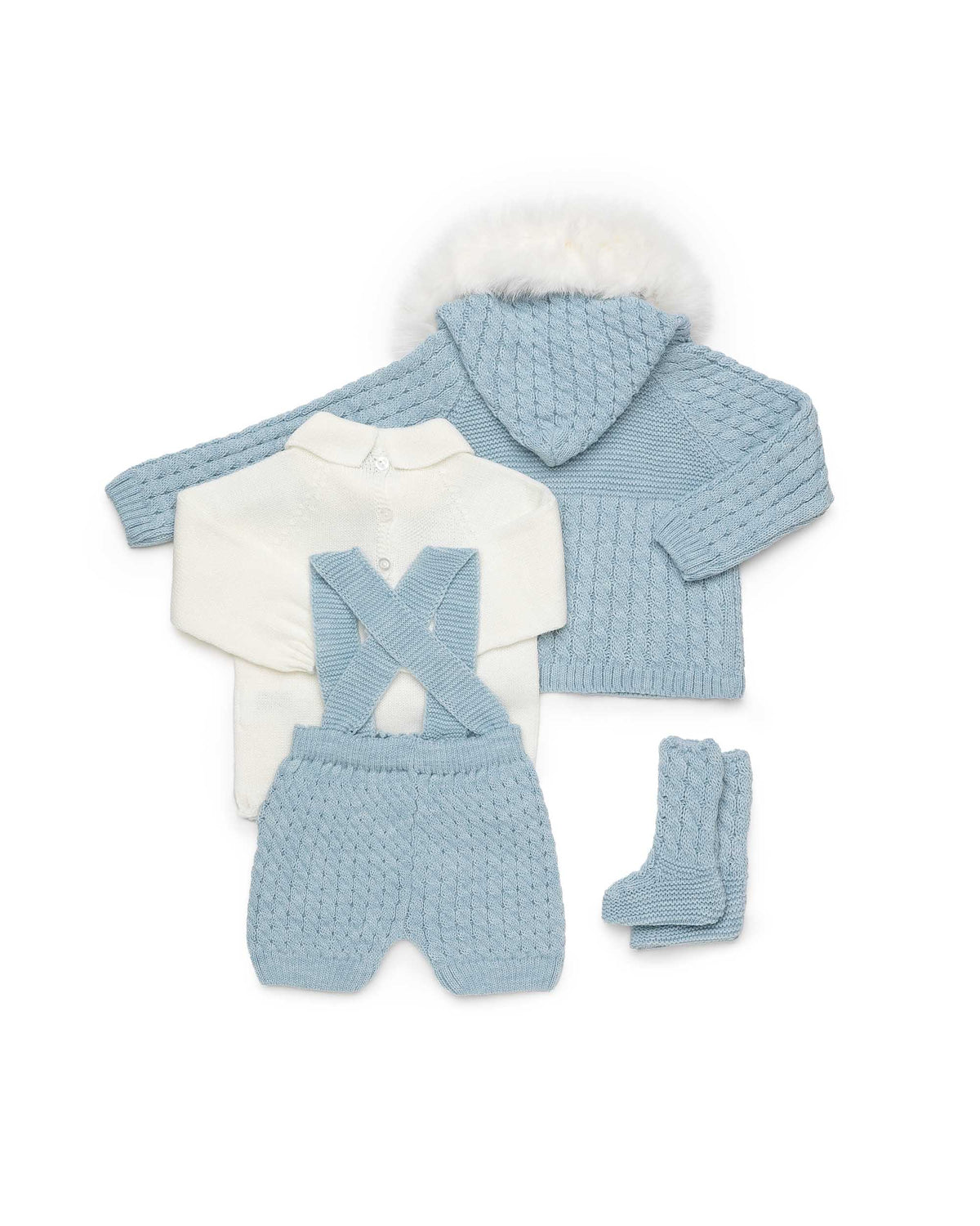 Conjunto bebé niño Juliana pantalón chaqueta y patucos 26691, detalle de acabados, otoño invierno 2026/27