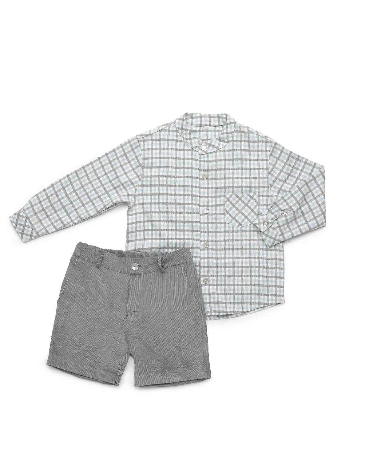 Conjunto niño Juliana pantalón y camisa de cuadritos 26696, prenda coordinada, otoño invierno 2026/27