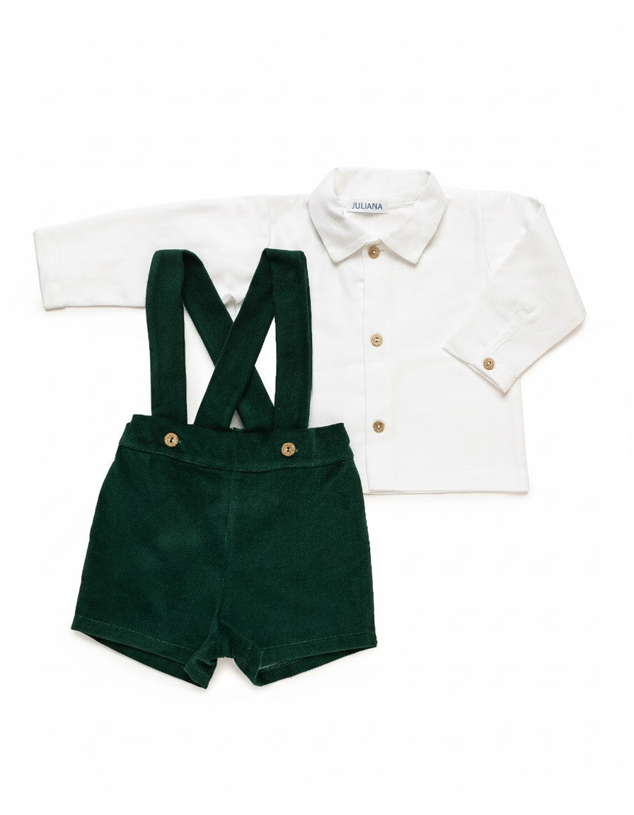 Conjunto bebé niño Juliana terciopelo con tirantes 26699, prendas coordinadas, otoño invierno 2026/27