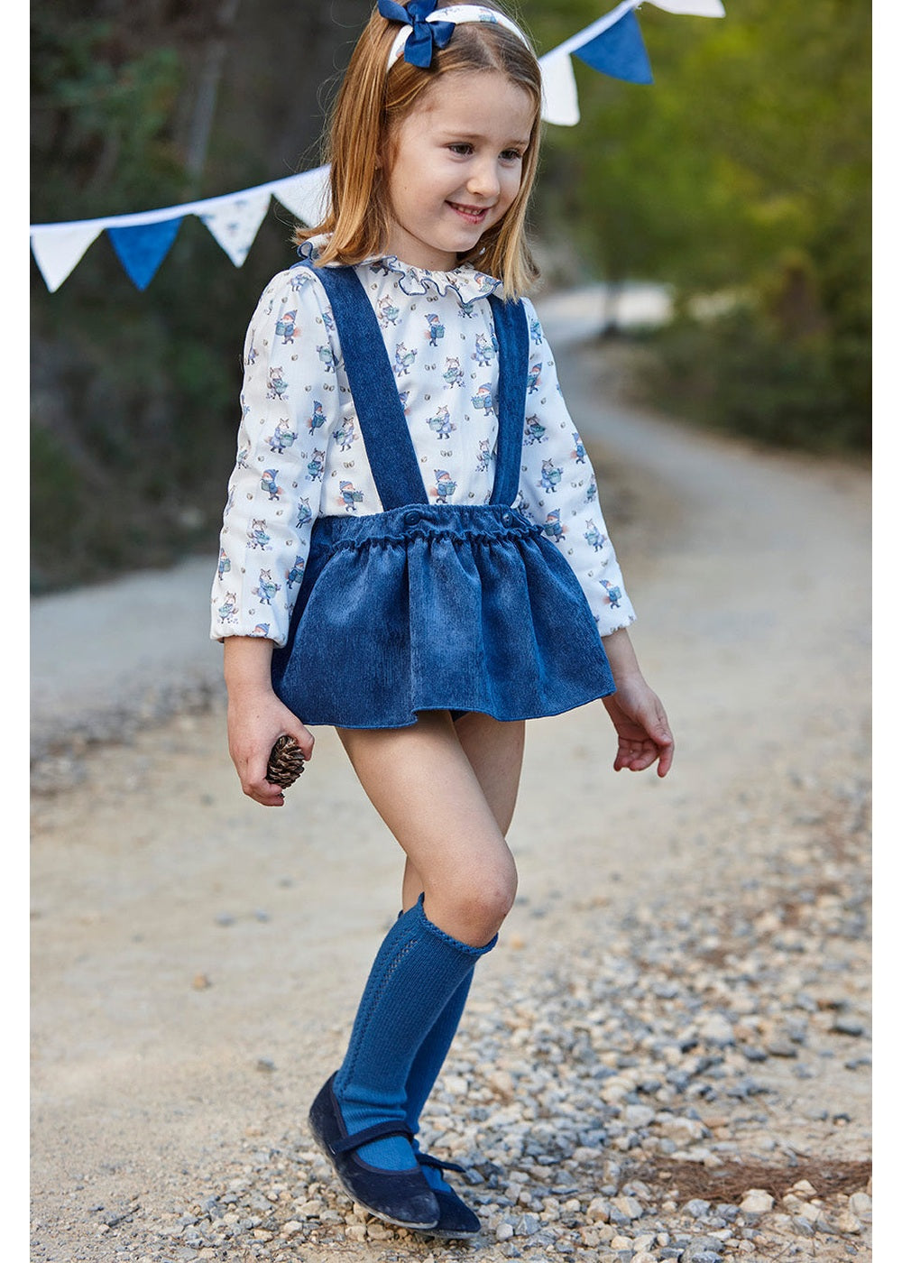 Conjunto niña camisa zorritos y braguita con tirantes Juliana 26701, colección otoño invierno 2026/2027