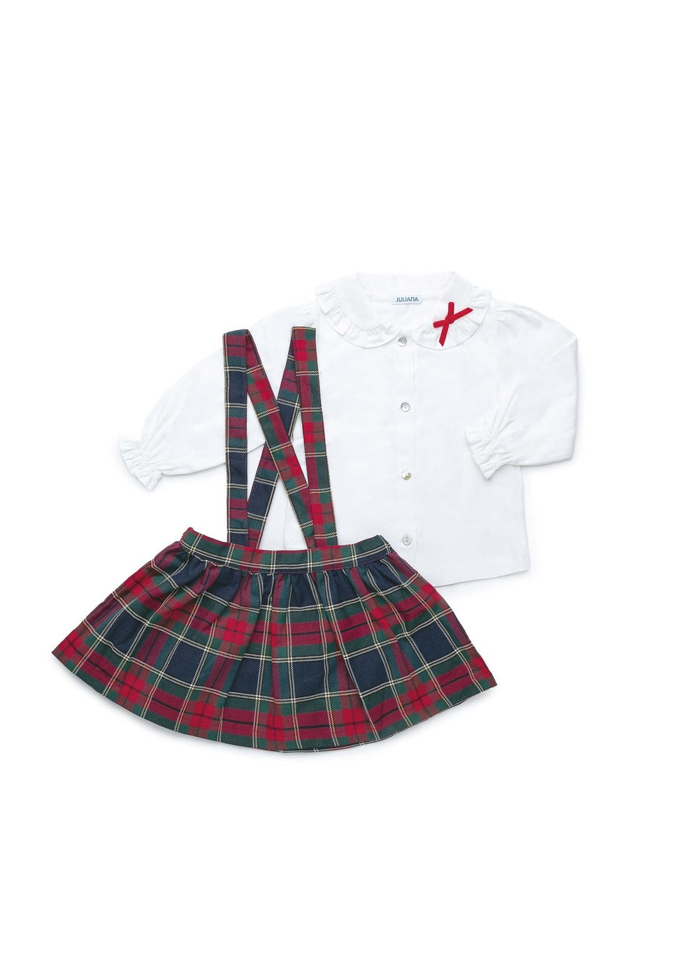 Conjunto niña Juliana falda de cuadros con tirantes 26703, colección otoño invierno 2026/2027