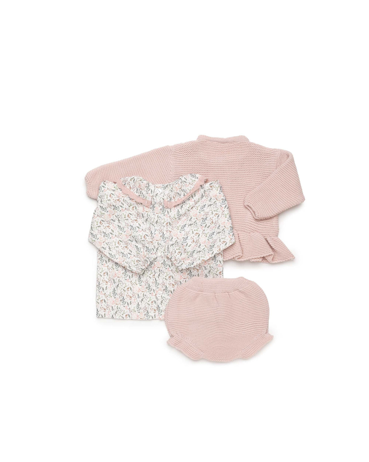 Conjunto bebé niña Juliana chaqueta de trenzas y florecitas 26704, prenda coordinada, otoño invierno 2026/27