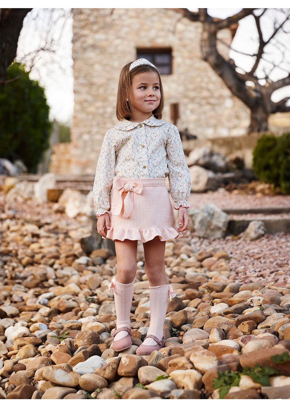 Conjunto niña Juliana falda y camisa de ramitas 26705, colección otoño invierno 2026/2027