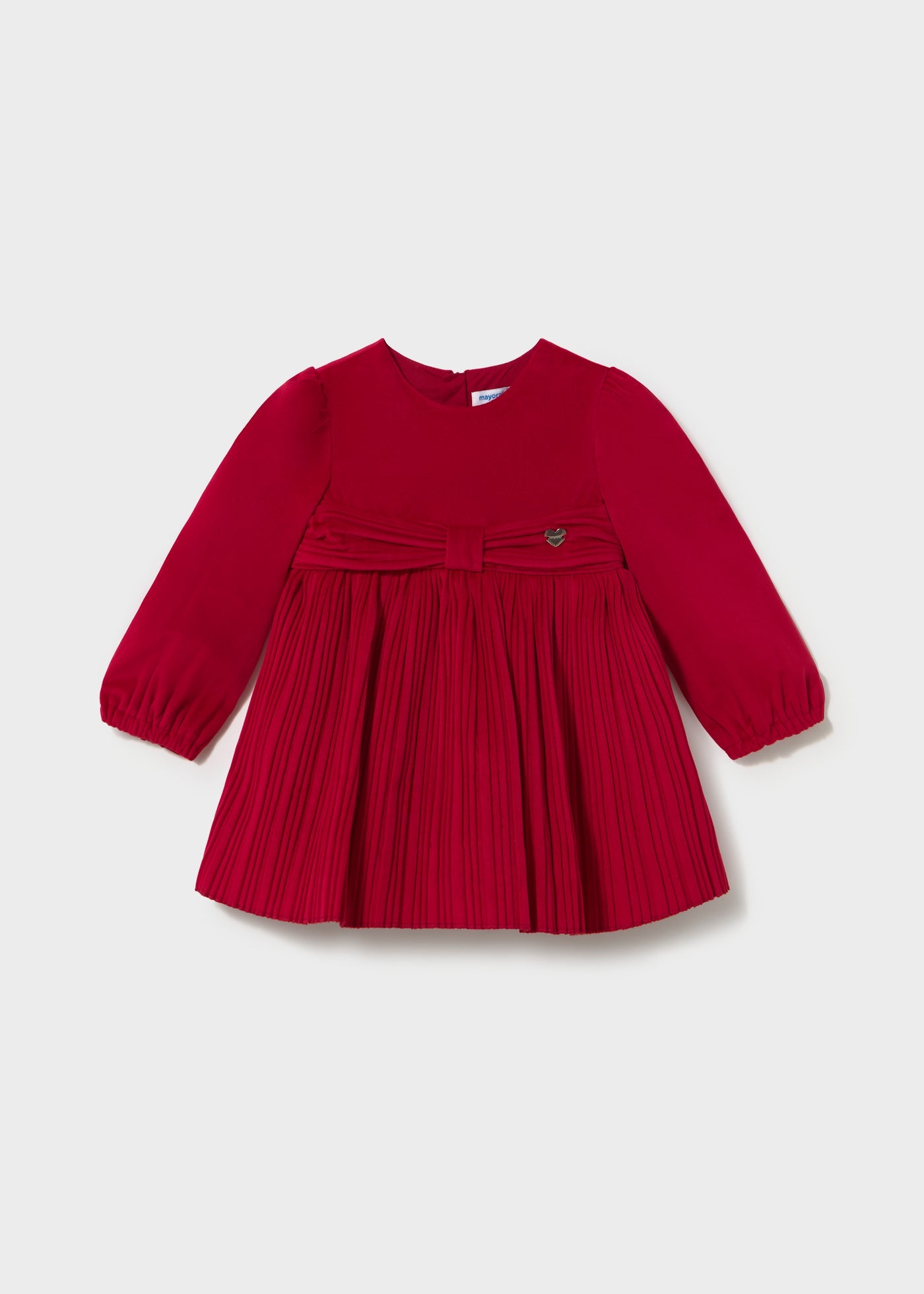 Vestido terciopelo plisado Rojo Mayoral para bebé niña - imagen 4