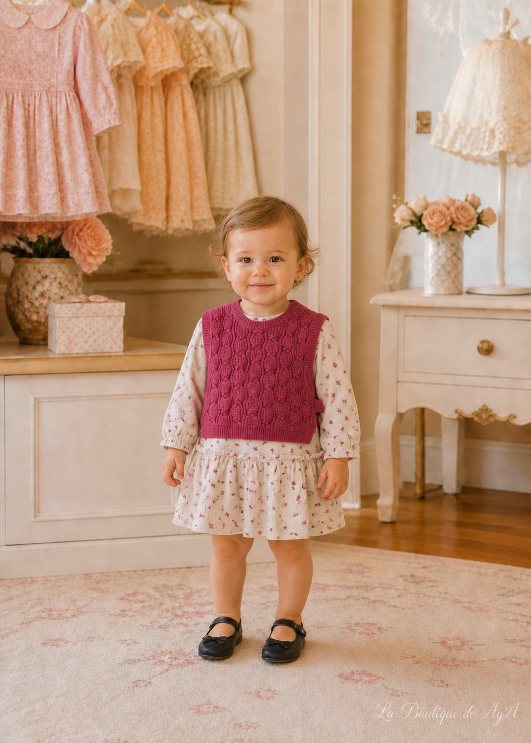 Vestido con chaleco tricot Pétalo Mayoral para bebé niña - modelo