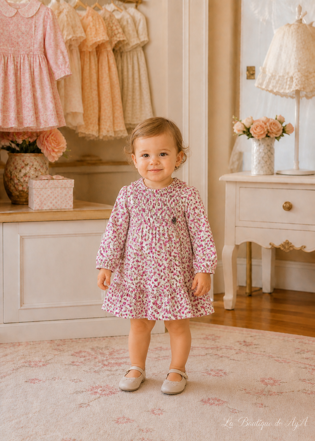 Vestido terciopelo estampado Pétalo Mayoral para bebé niña - modelo