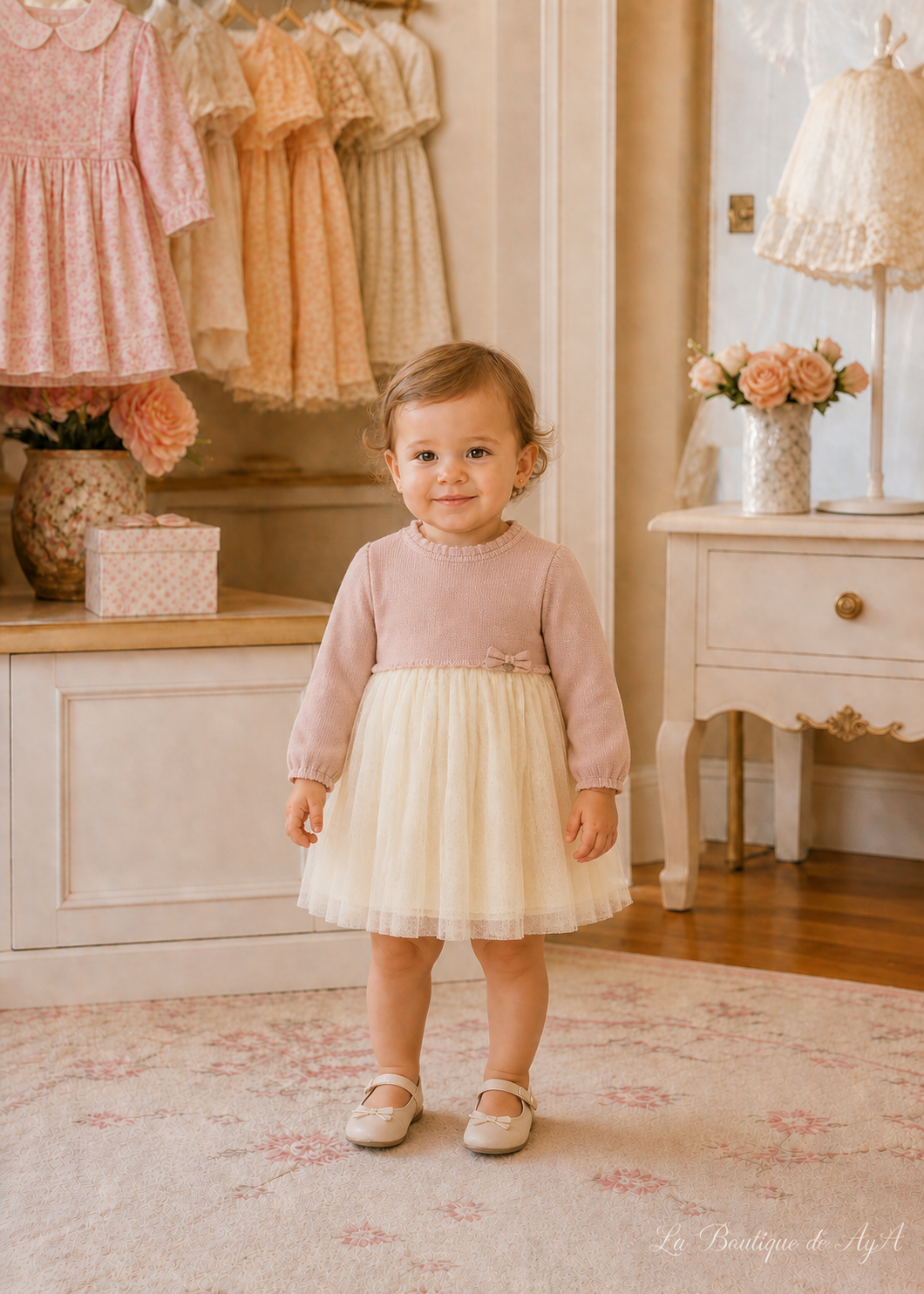 Vestido combinado tricot y tul Petisui Mayoral para bebé niña - modelo