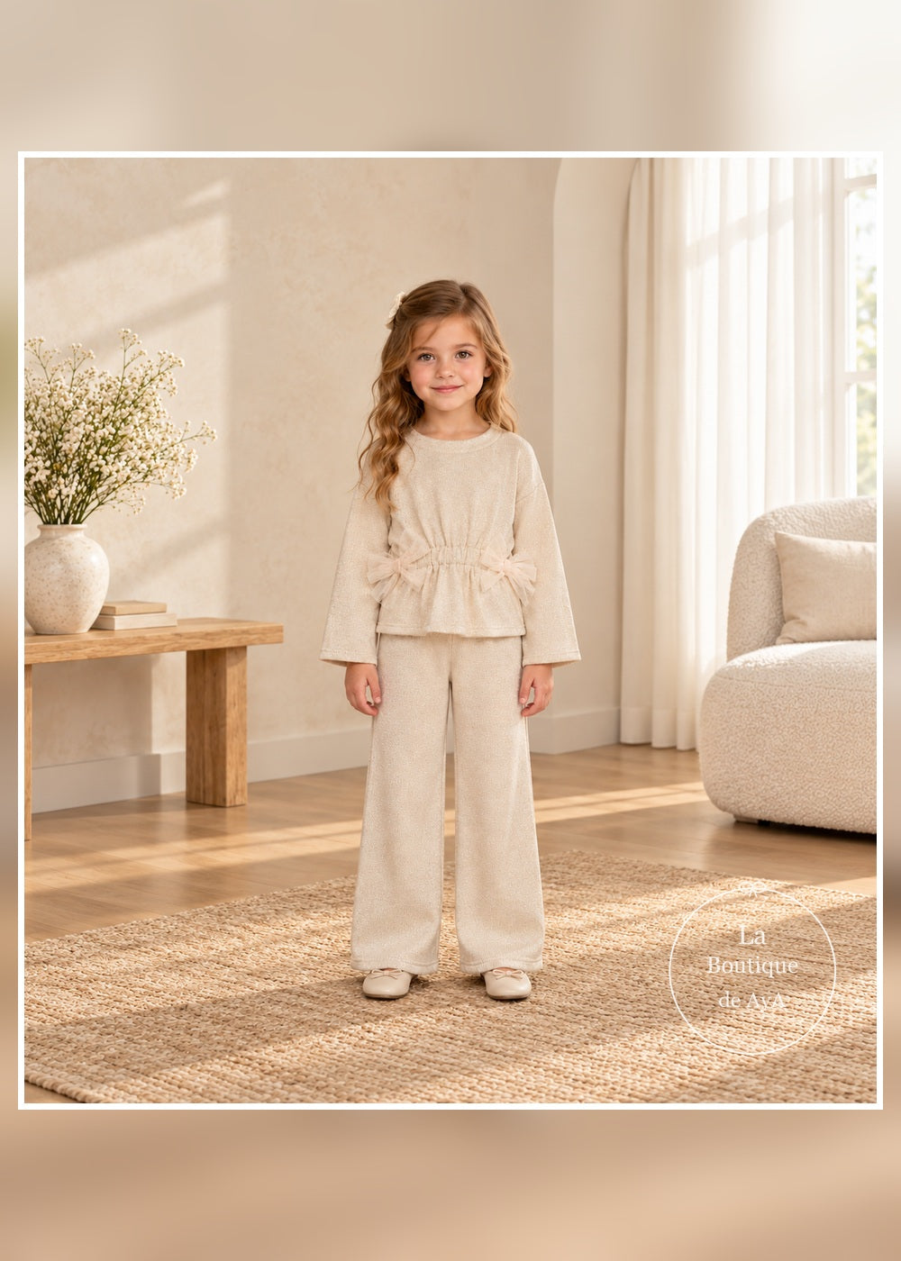 Conjunto punto lazos hojaldre niña Mayoral 04530 - Portada frontal con modelo