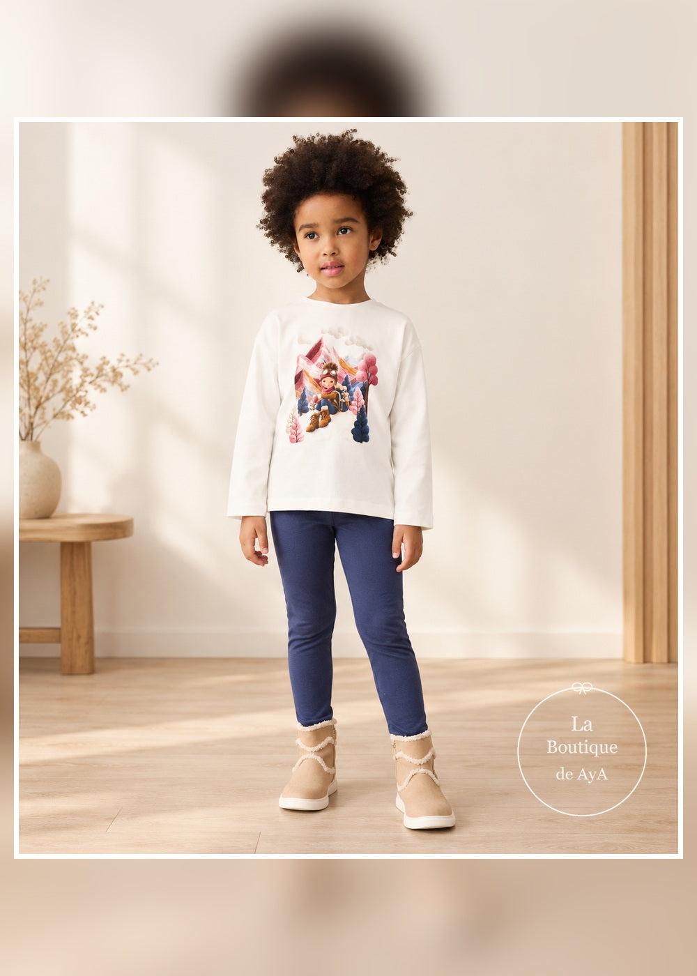 Conjunto camiseta y dos leggings índigo niña Mayoral 04735 - vista frontal con modelo