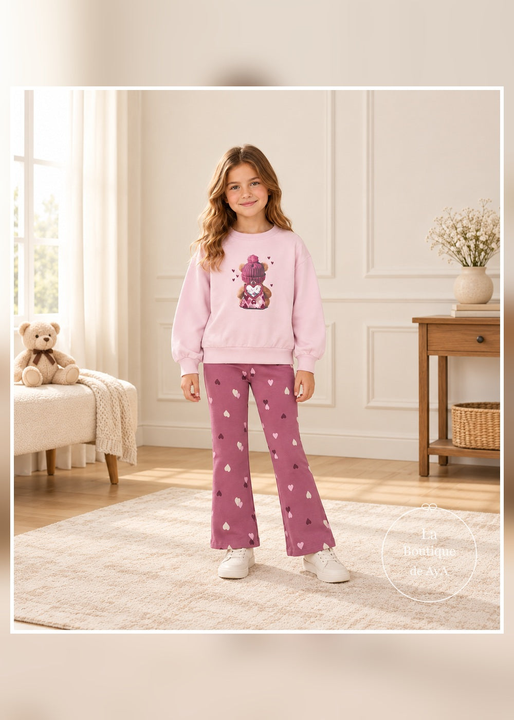 Conjunto osito y leggings violeta para niña Mayoral 04738 - Portada frontal con modelo