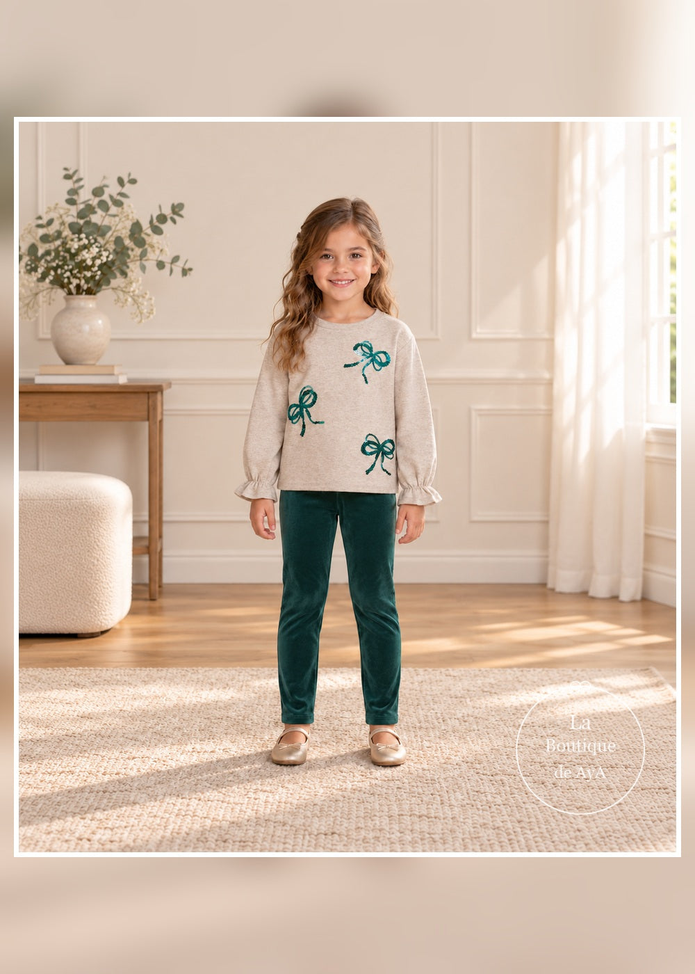 Conjunto leggings lazos nenúfar niña Mayoral 04739 - Portada frontal con modelo