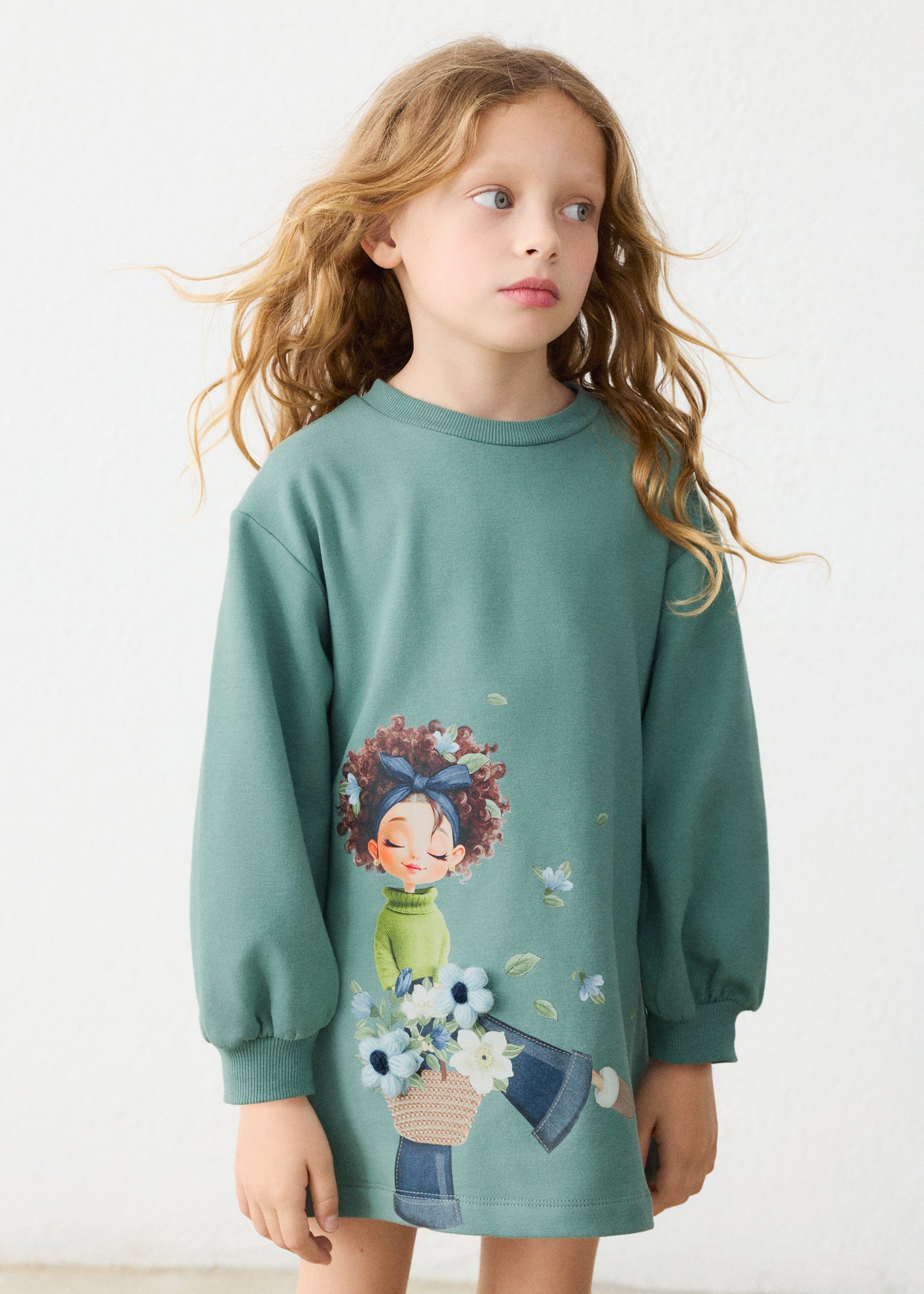 Vestido felpa serigrafia Laurel Mayoral para niña - imagen 1