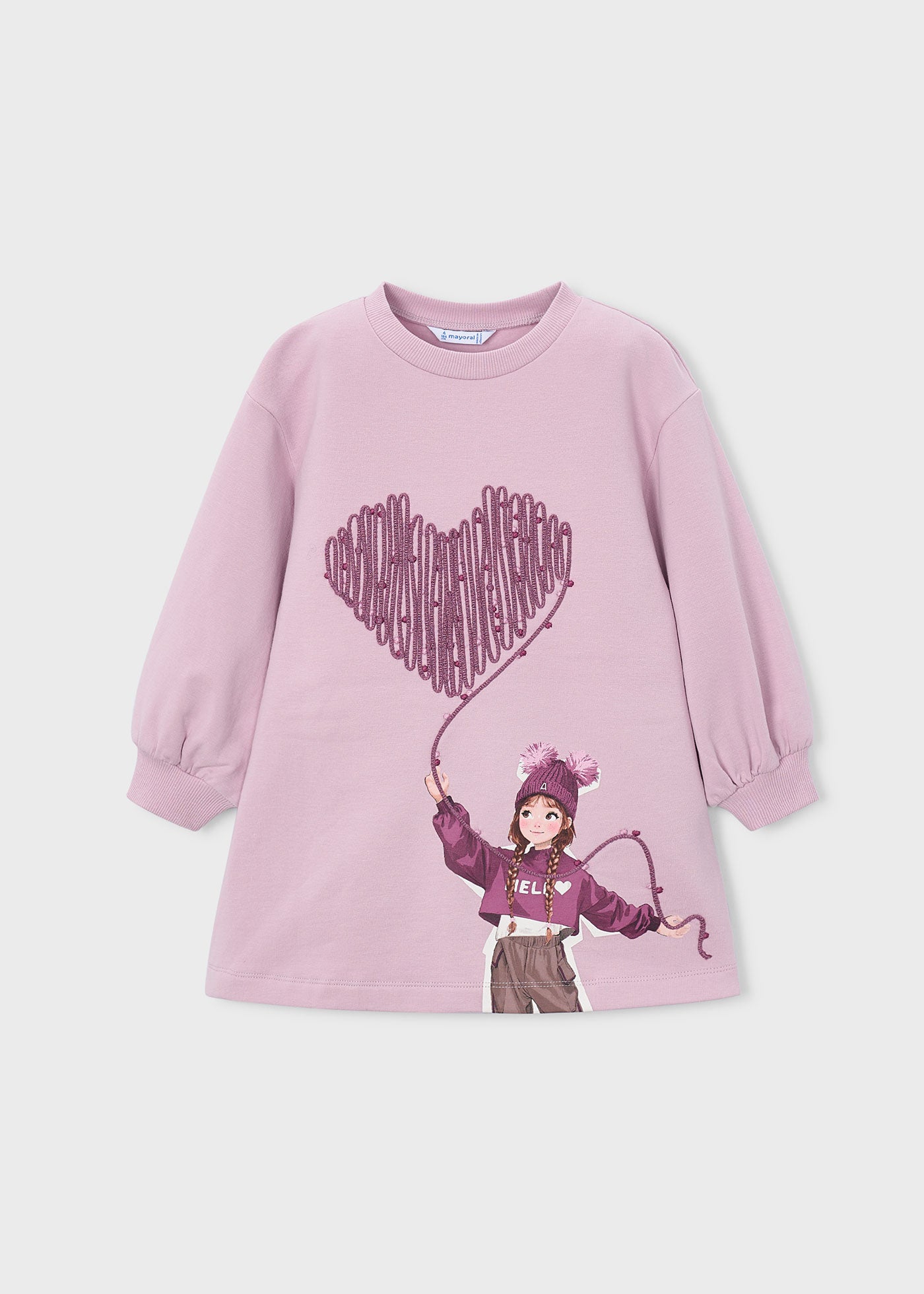 Vestido felpa serigrafia Malva Mayoral para niña - imagen 4