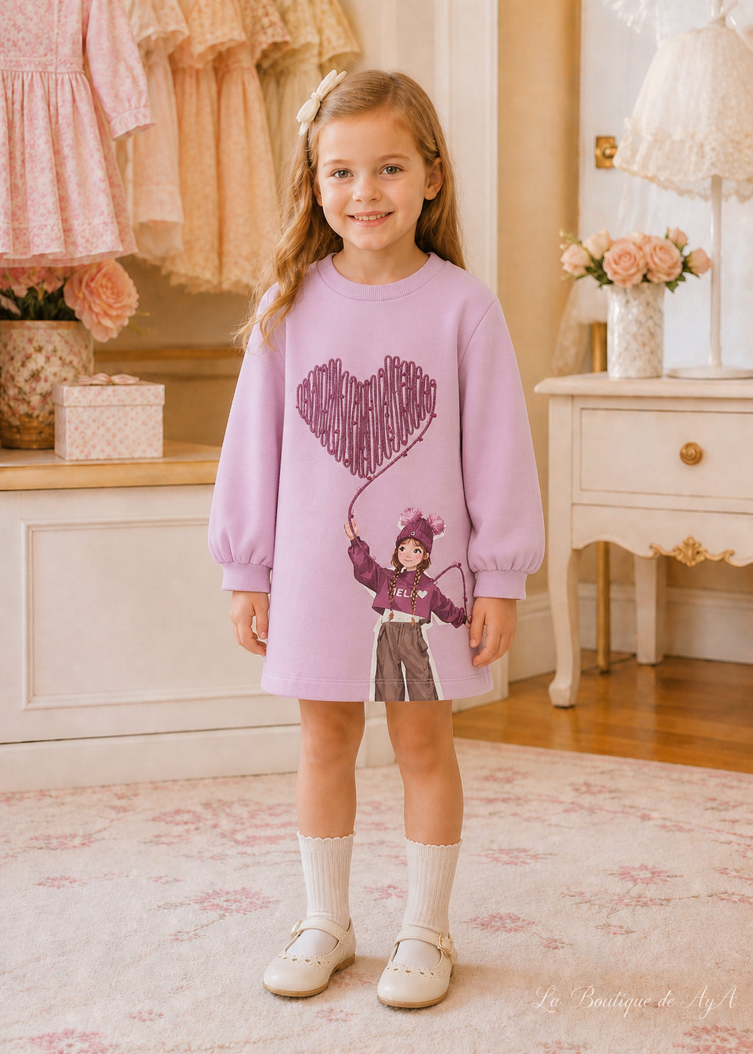 Vestido felpa serigrafia Malva Mayoral para niña - modelo