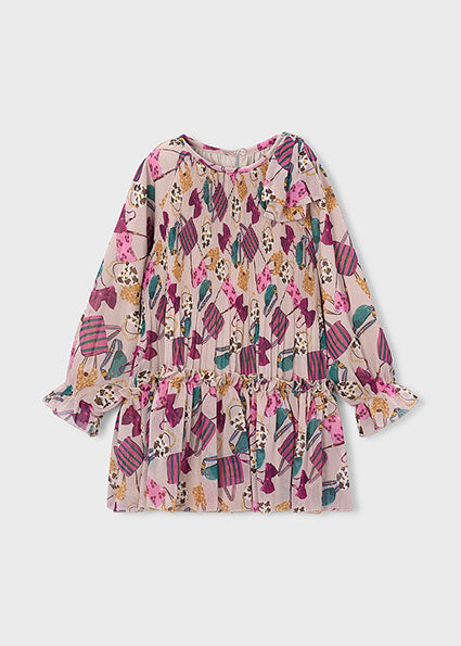 Vestido plisado estampado Botella Mayoral para niña - imagen 4