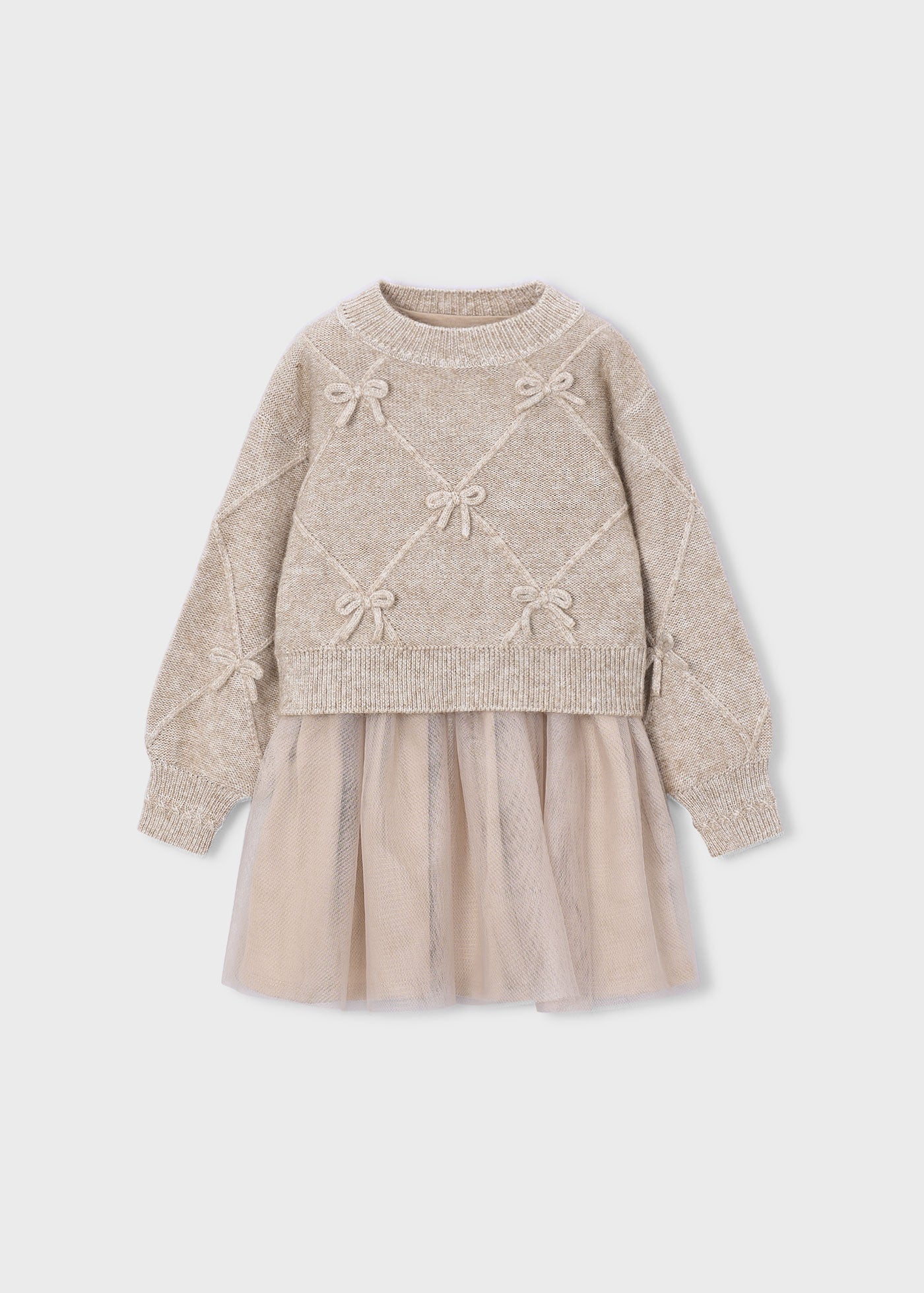 Vestido tricot combinado lazos Hojaldre vigoré Mayoral para niña - imagen 4