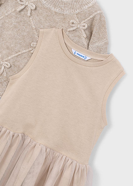 Vestido tricot combinado lazos Hojaldre vigoré Mayoral para niña - imagen 6
