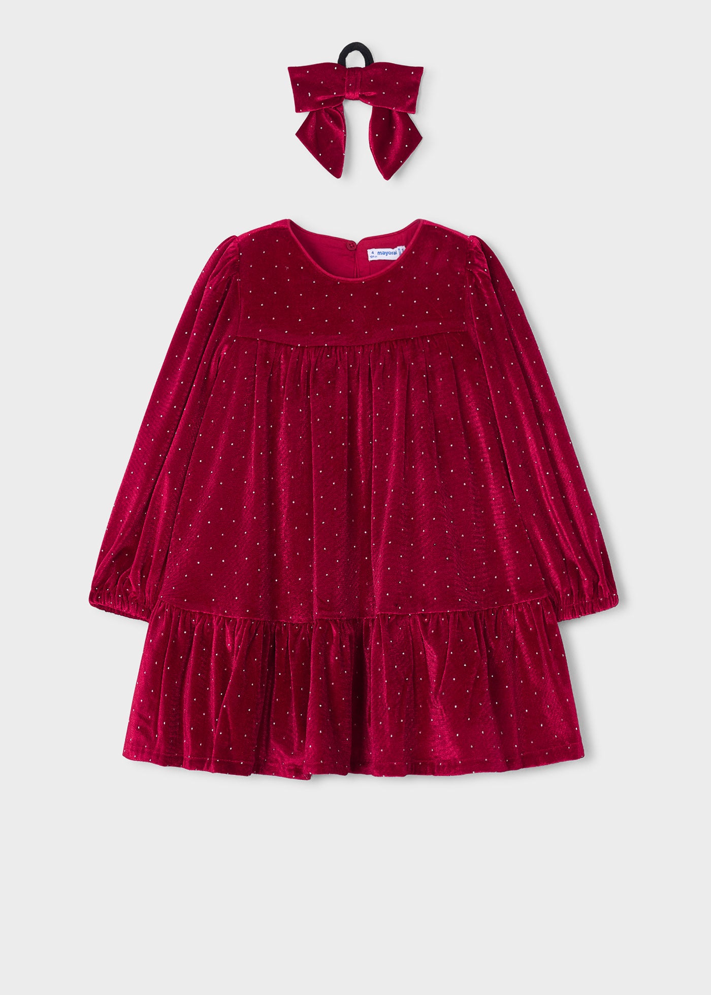 Vestido terciopelo coletero Rojo Mayoral para niña - imagen 4
