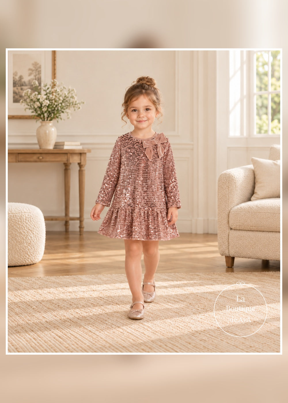 Vestido terciopelo lentejuelas cuarzo niña Mayoral 04931 - Vista en movimiento