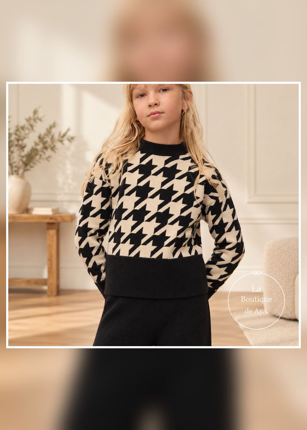 Conjunto pata de gallo negro niña junior Mayoral 07532 - Detalle de la prenda superior