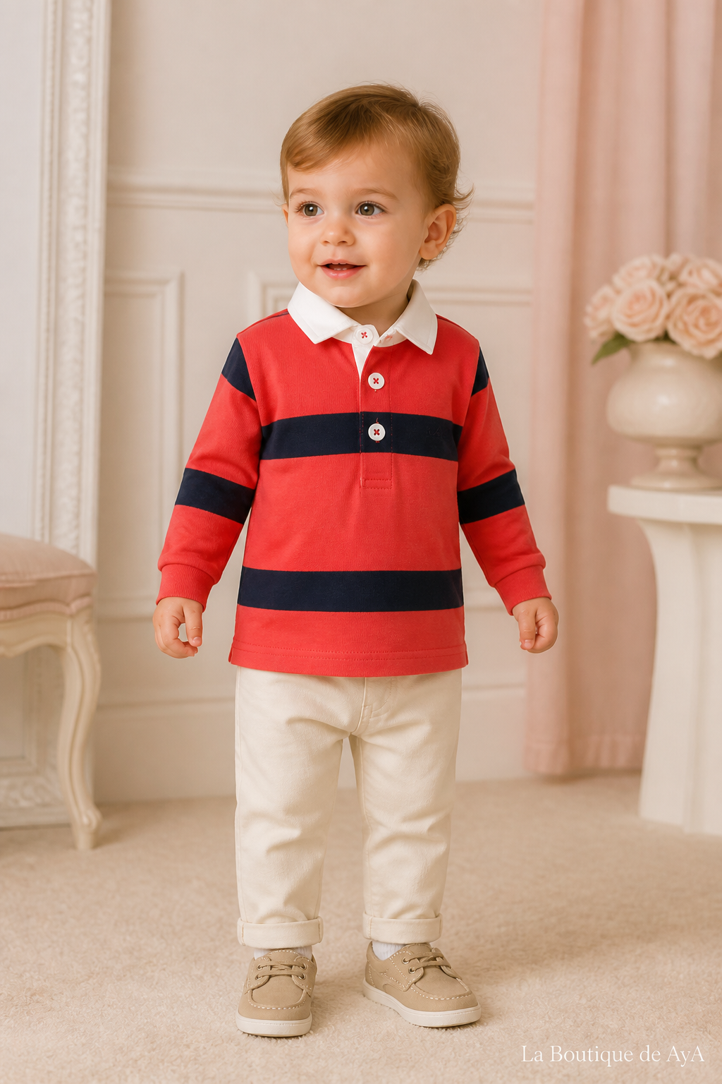 Polo bebé niño Miranda coral 40/1100/P con modelo