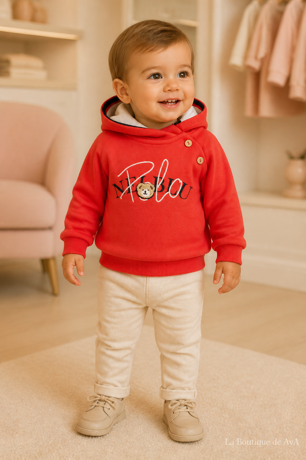 Sudadera bebé niño Miranda coral 40/1101/1 con modelo