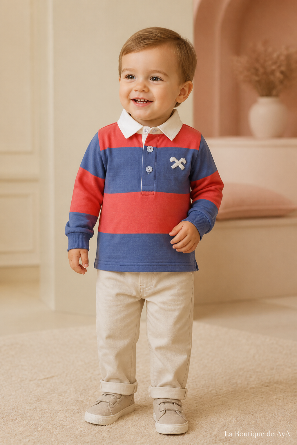Polo bebé niño Miranda rojo empolvado 40/1104/P con modelo