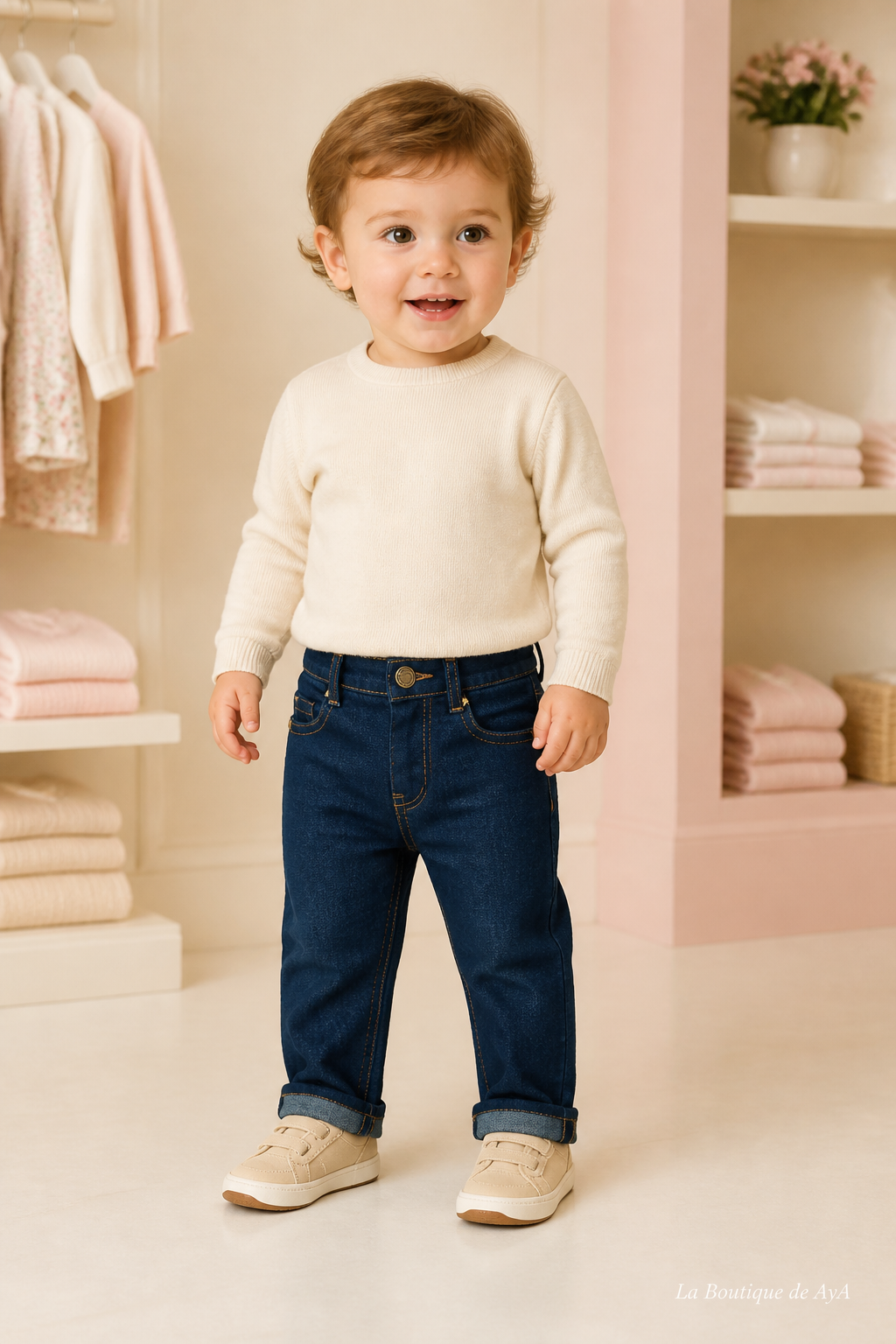Pantalón bebé niño Miranda vaquero 40/1105/3 con modelo