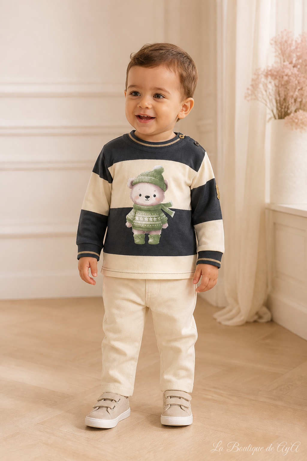 Polo bebé niño Miranda gris azulado 40/1108/P con modelo
