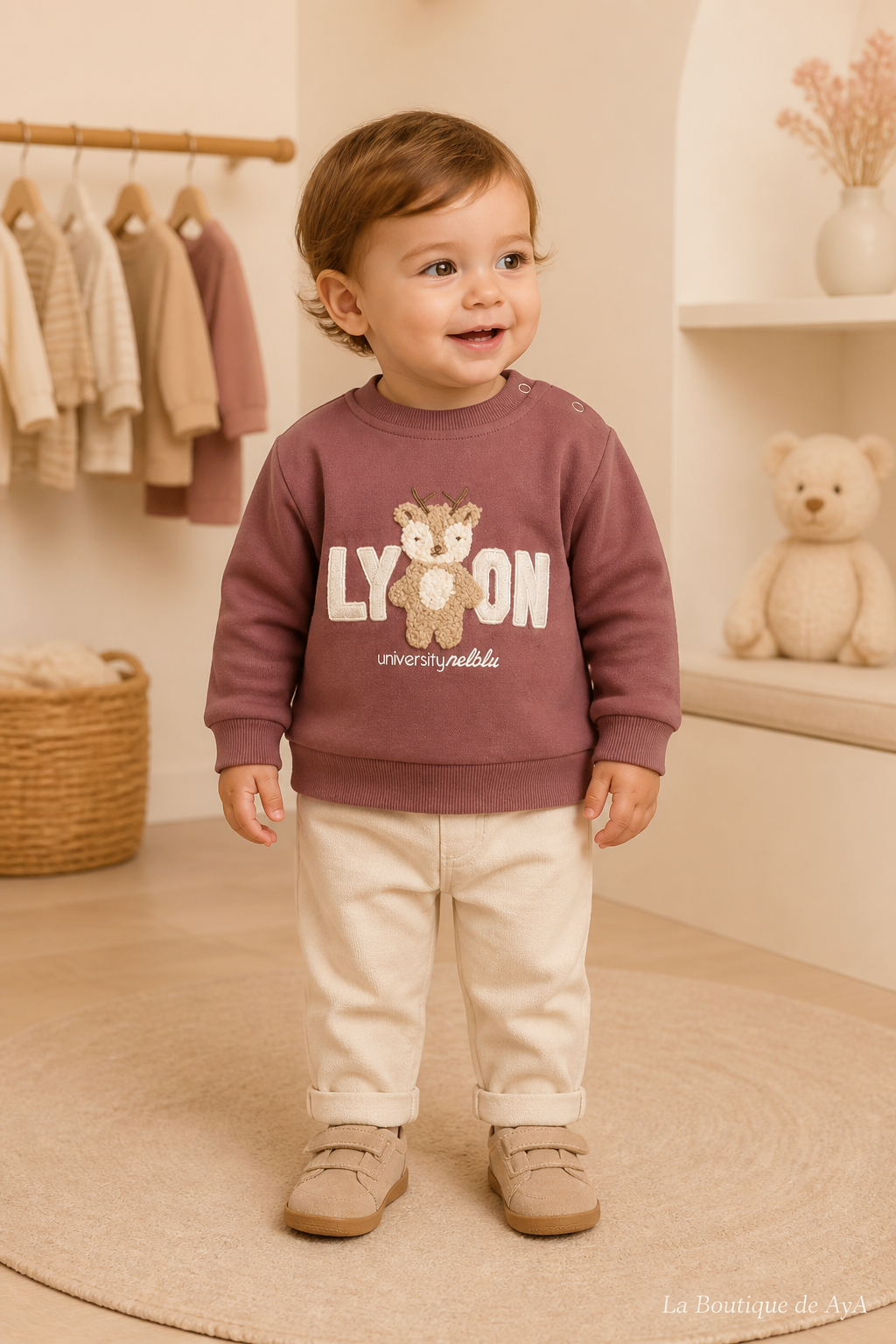 Sudadera bebé niño Miranda rosa empolvado 40/1110/1 con modelo