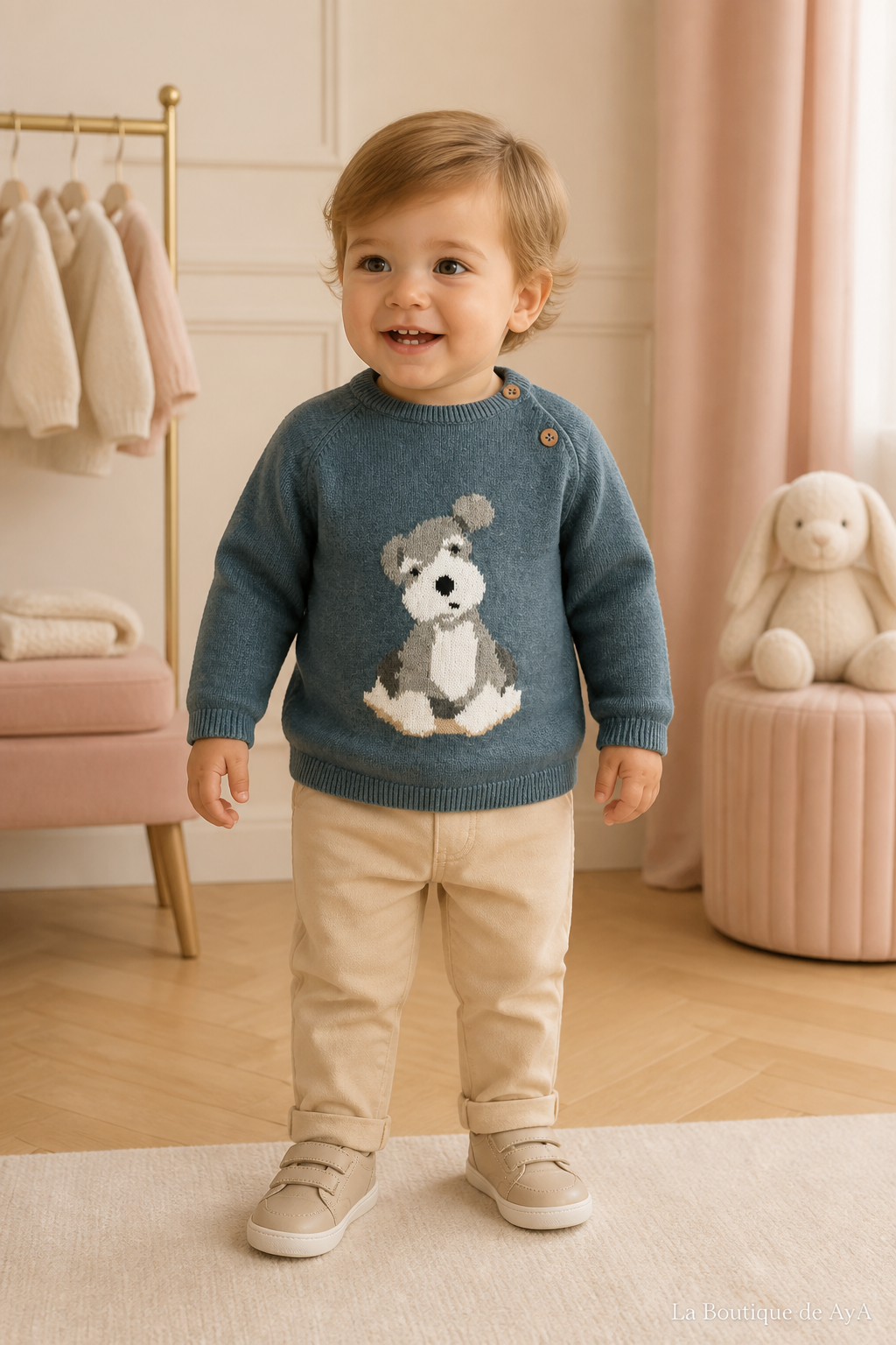 Jersey bebé niño Miranda azul empolvado 40/1111/J con modelo