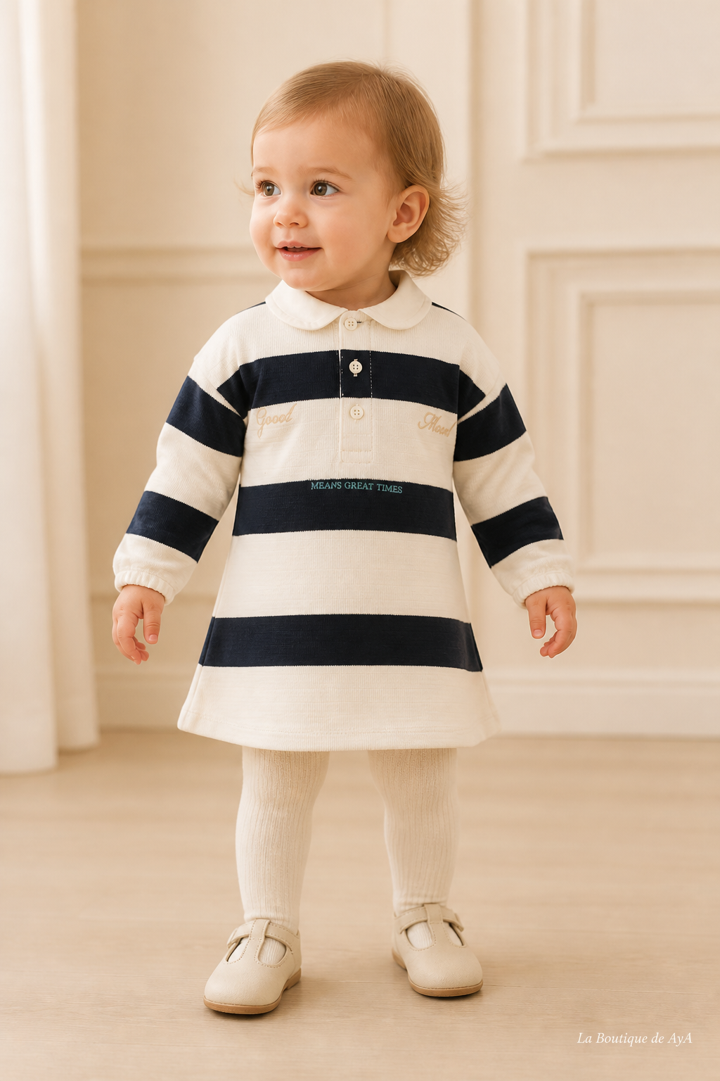 Vestido bebé niña Miranda marino 40/1202/V con modelo