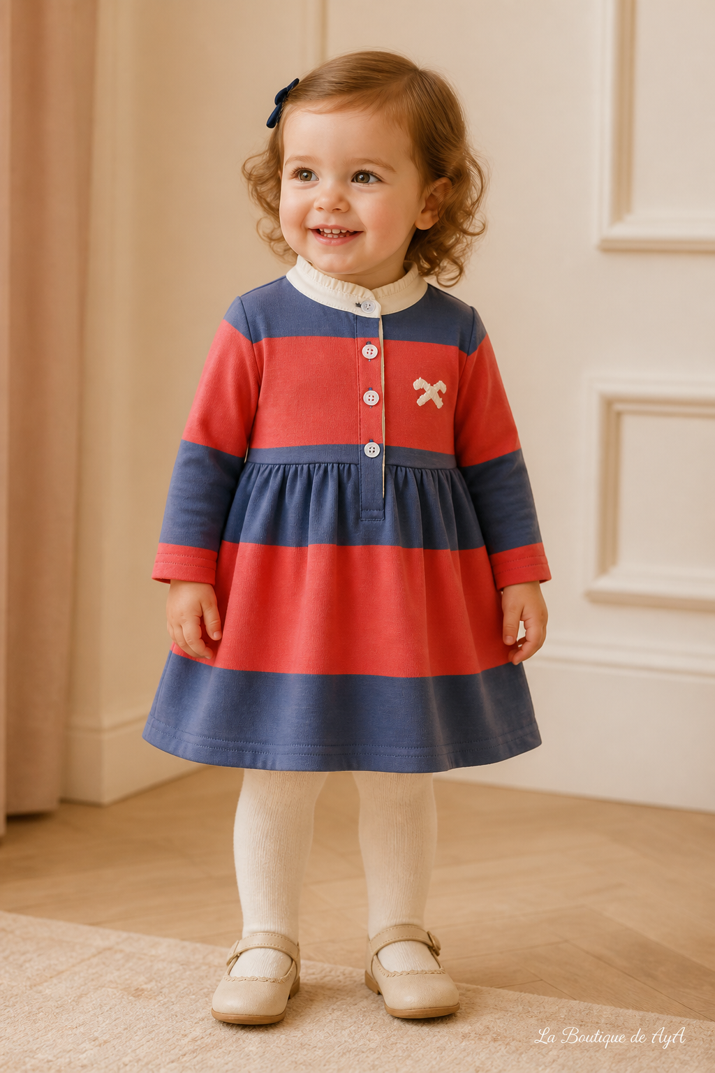 Vestido bebé niña Miranda rojo empolvado 40/1204/V con modelo