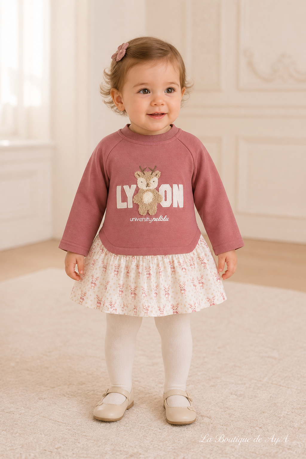 Vestido bebé niña Miranda rosa empolvado 40/1210/V con modelo