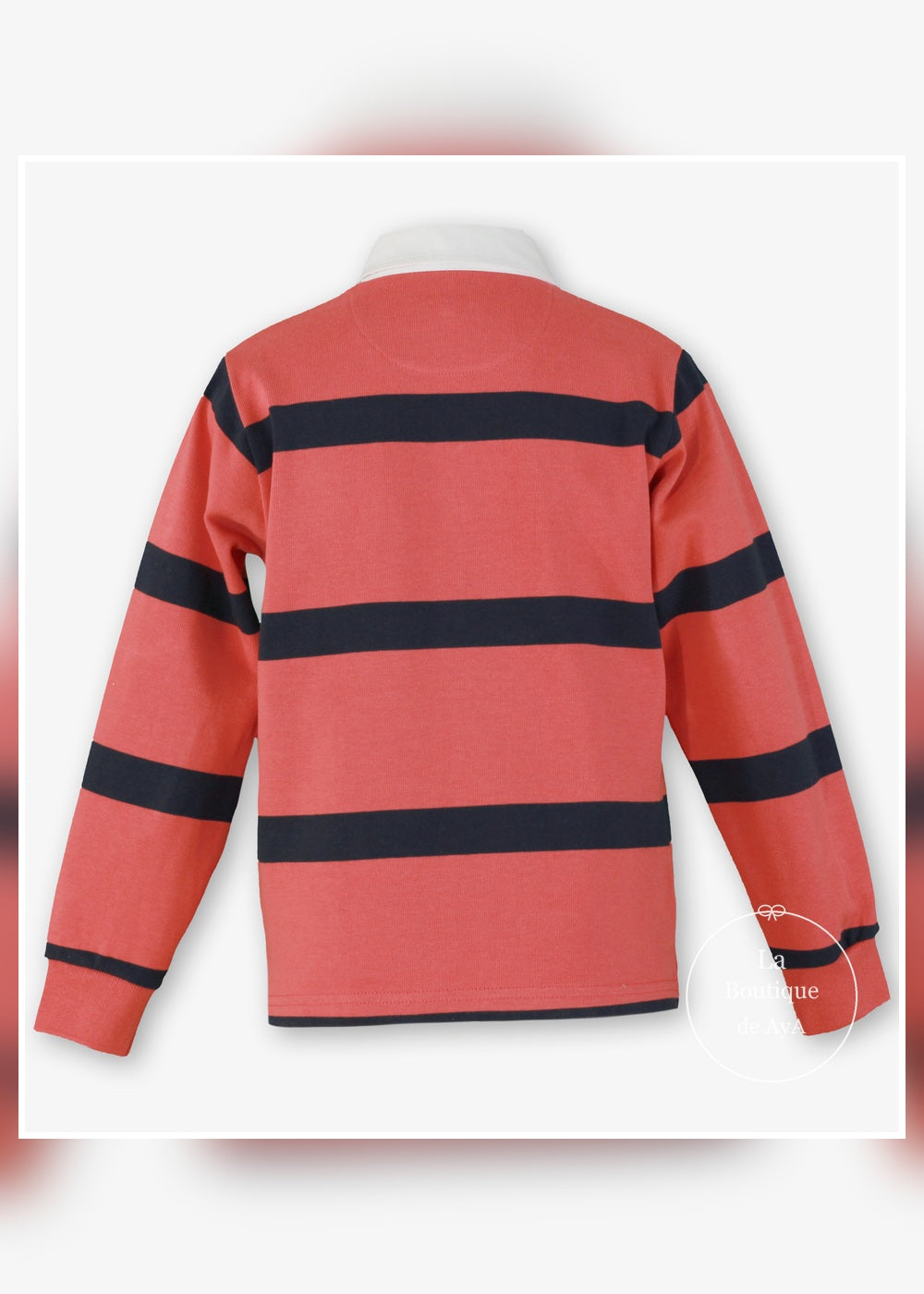 Polo coral y marino Miranda para niño vista trasera