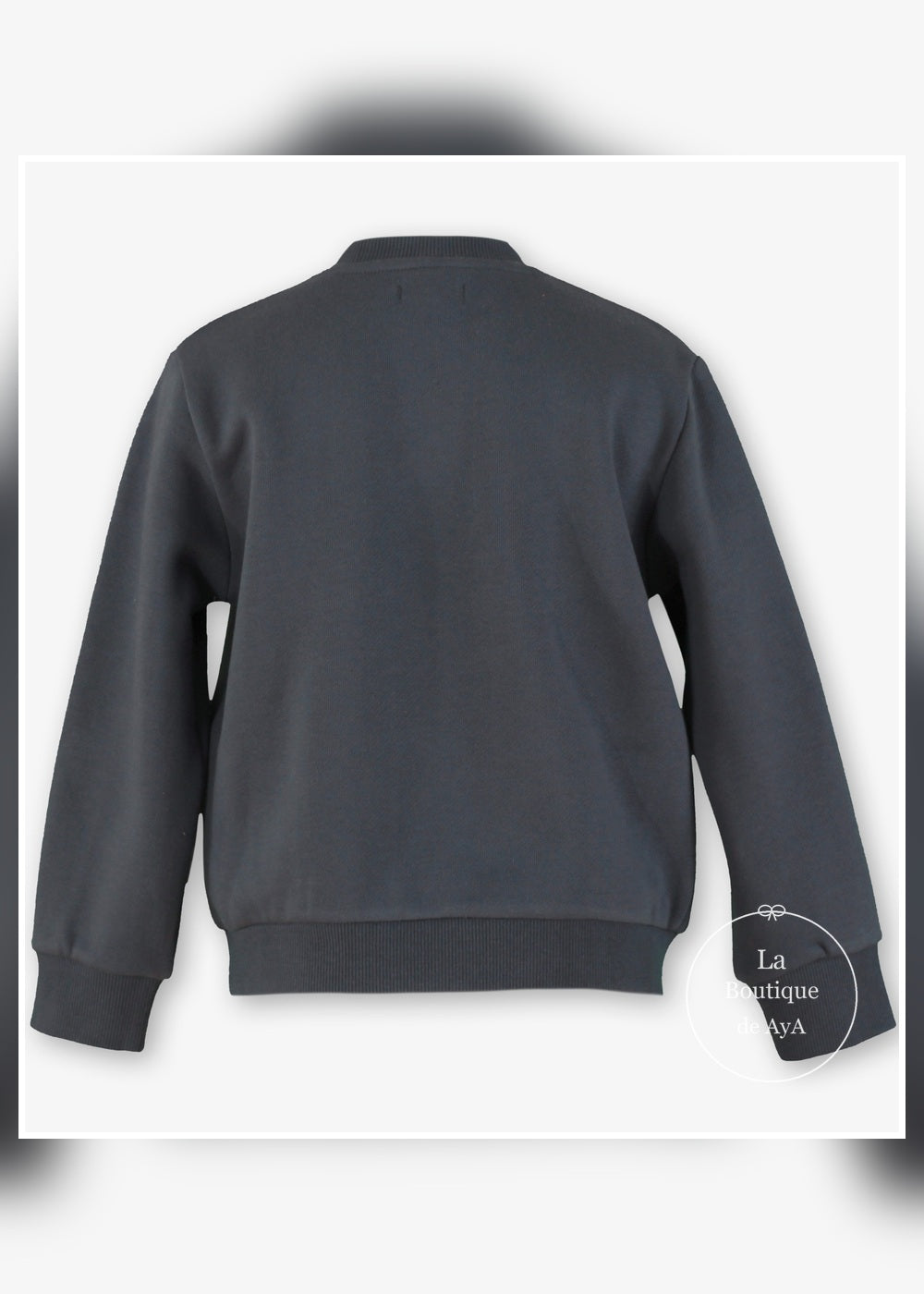 Sudadera plomo Miranda para niño vista trasera