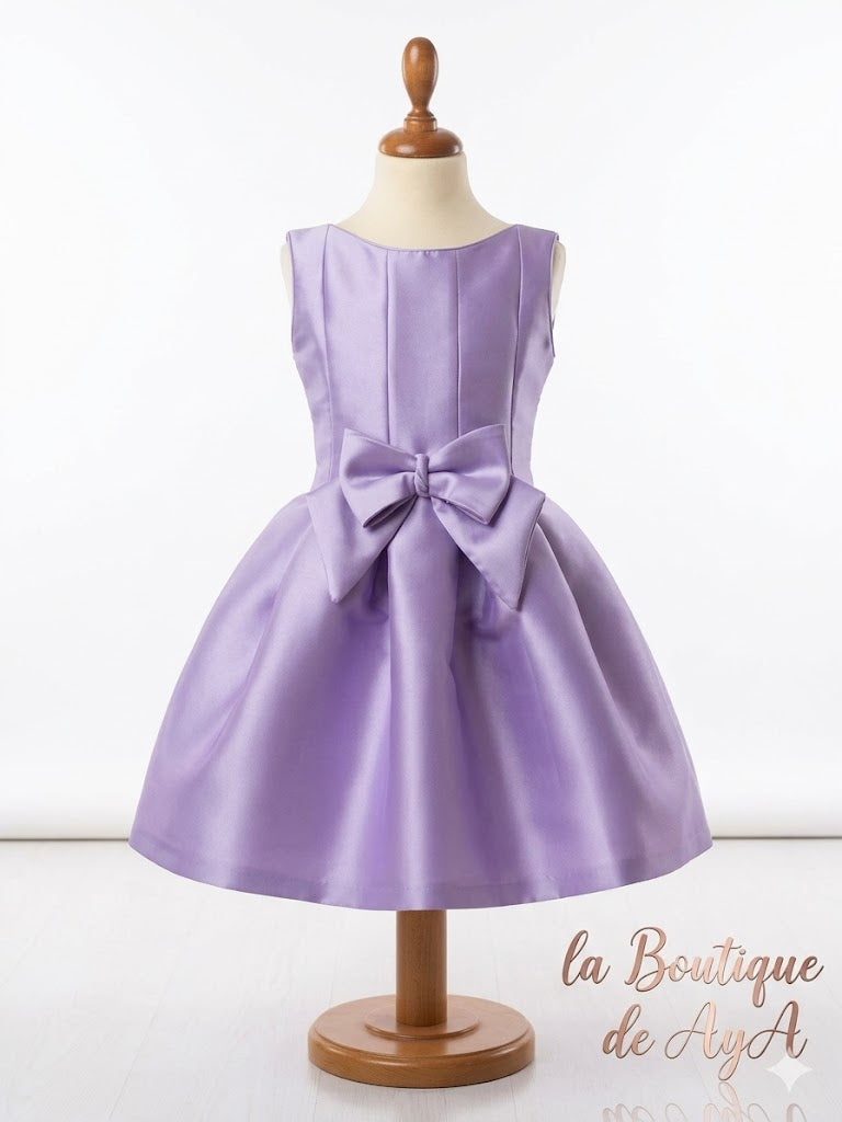 Alta Costura - Vestido de Ceremonia Niña Eden Malva con Lazo Menina
