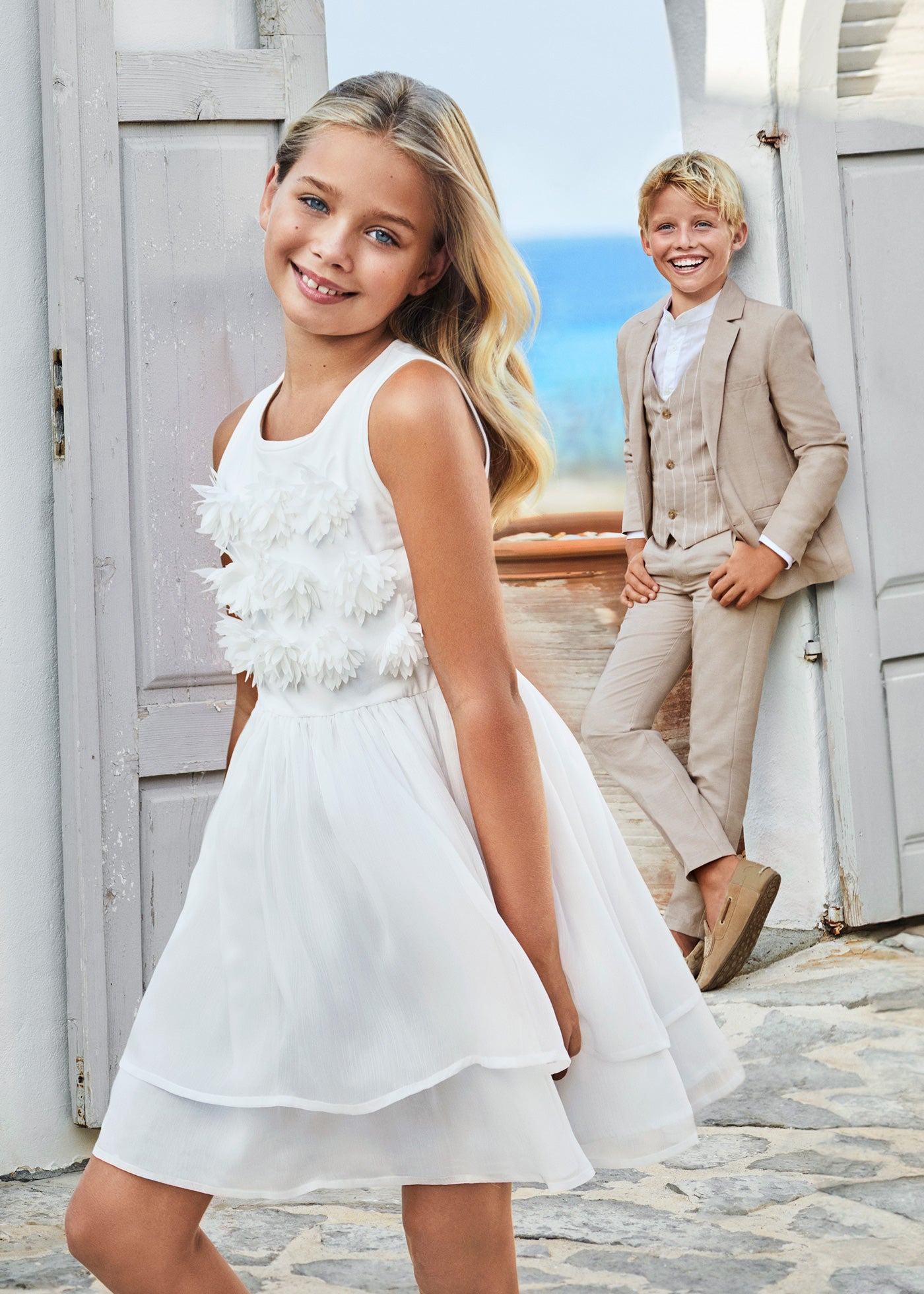 Vestido crudo con apliques 06995-006 Mayoral