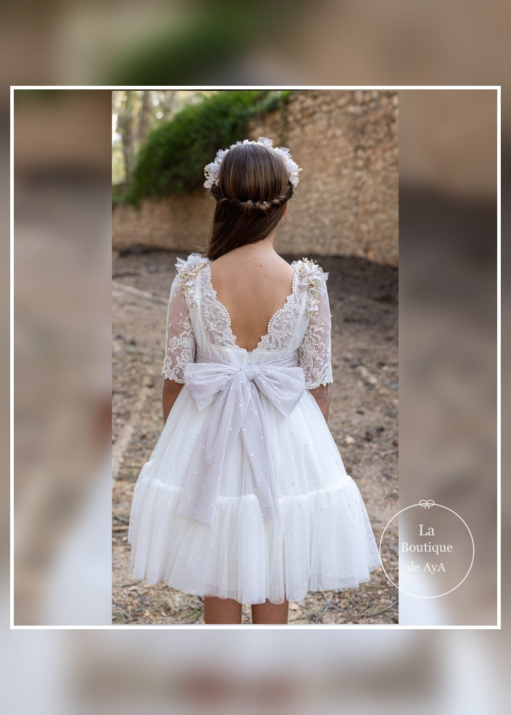 vestido comunion concha meninas 26031 trasera