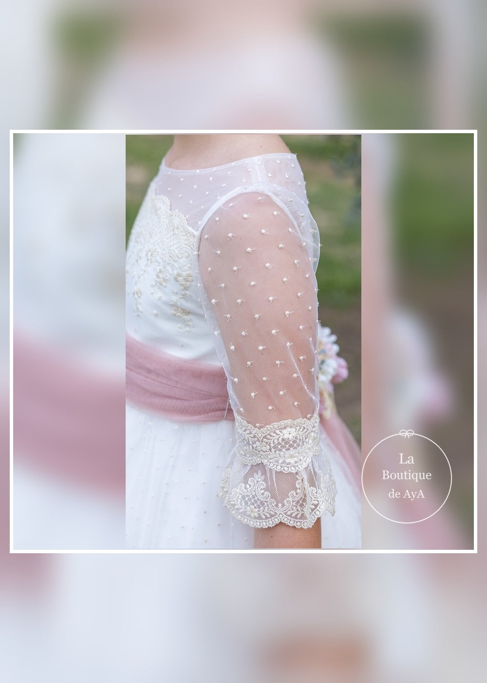 vestido comunion danais meninas 26034 detalle manga