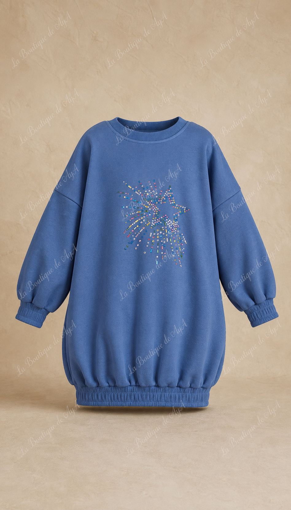 Vestido sudadera azul para niña Miranda 0601, vista frontal