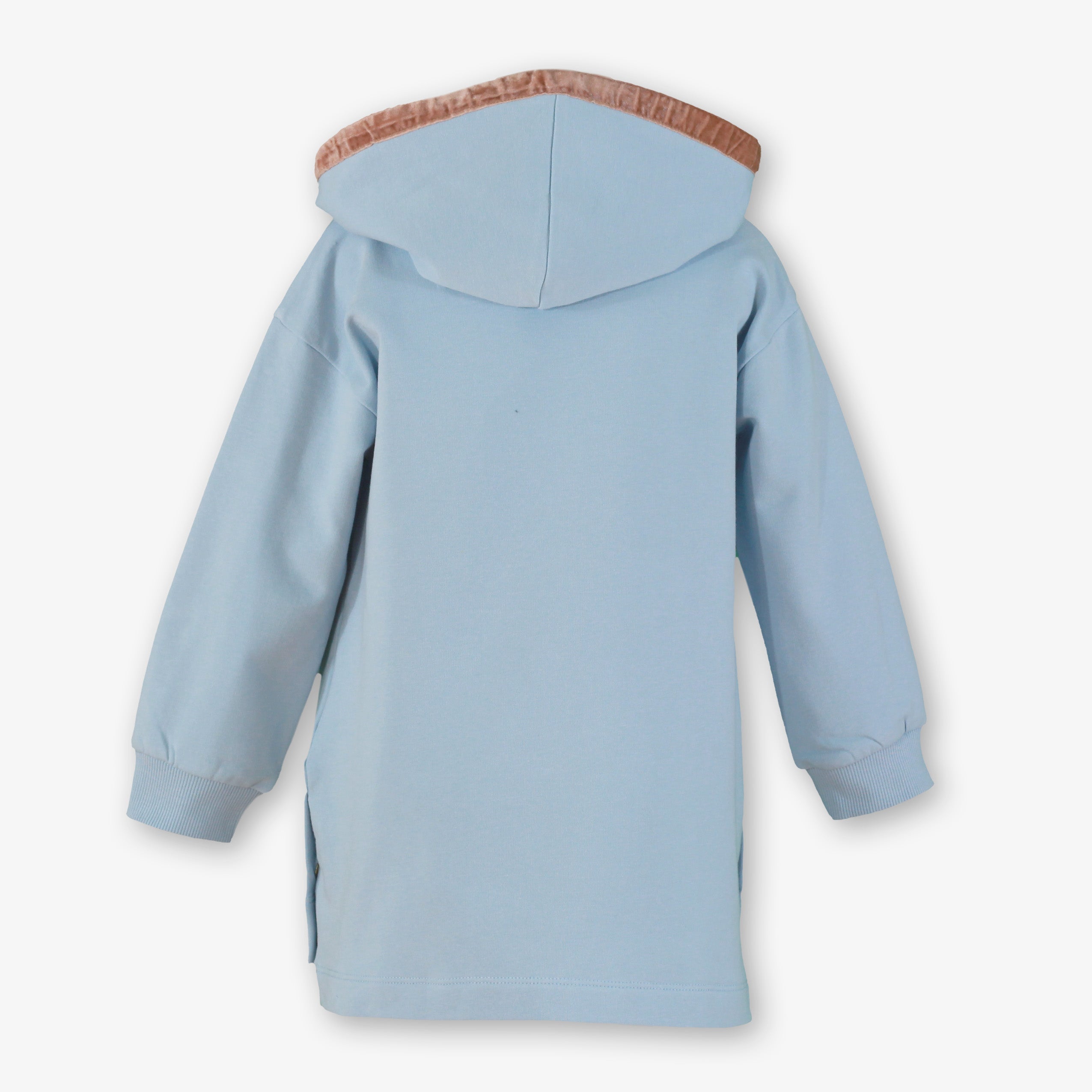 Vestido sudadera celeste con capucha Miranda 0632, vista trasera