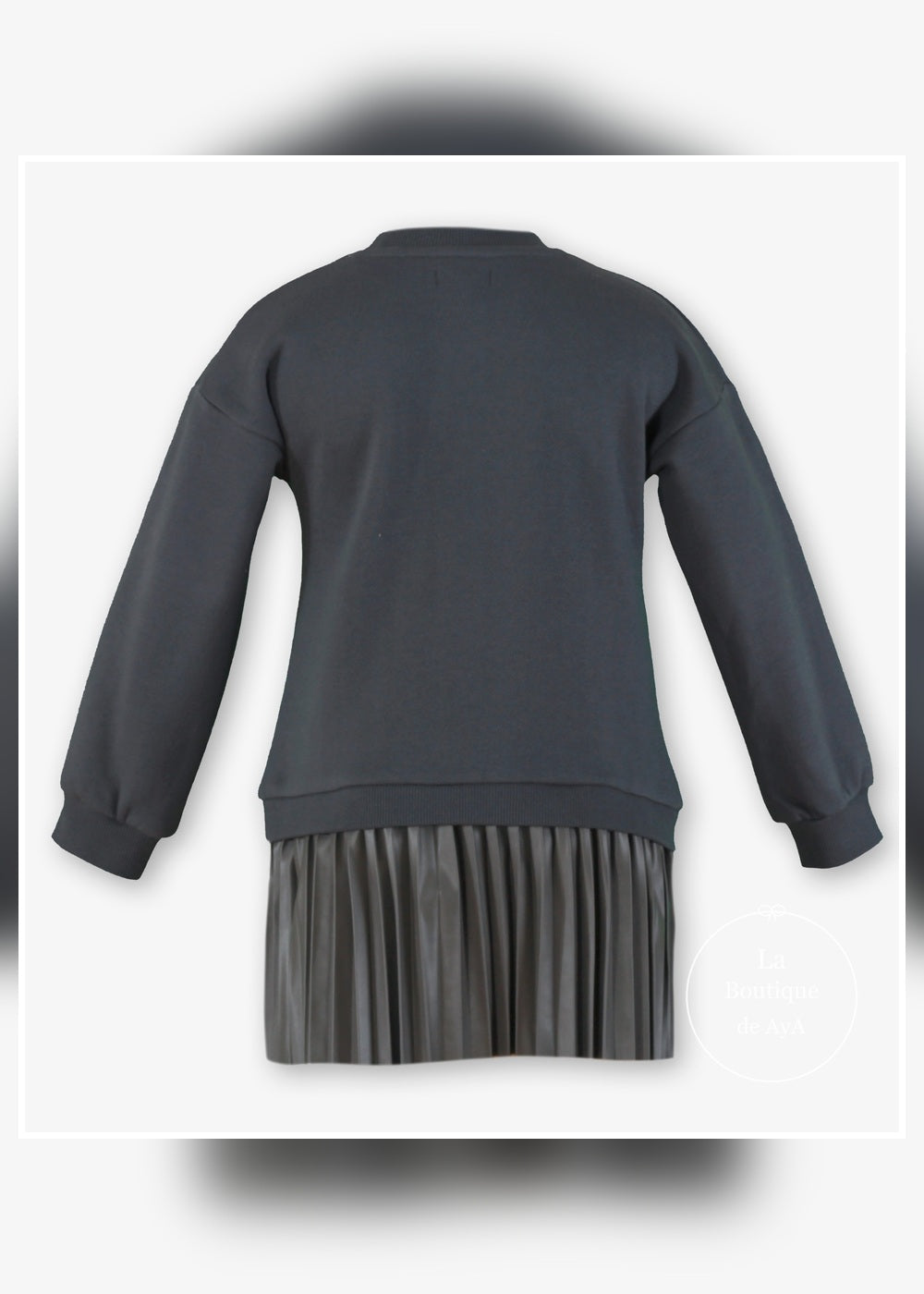 Vestido sudadera plomo Miranda para niña vista trasera