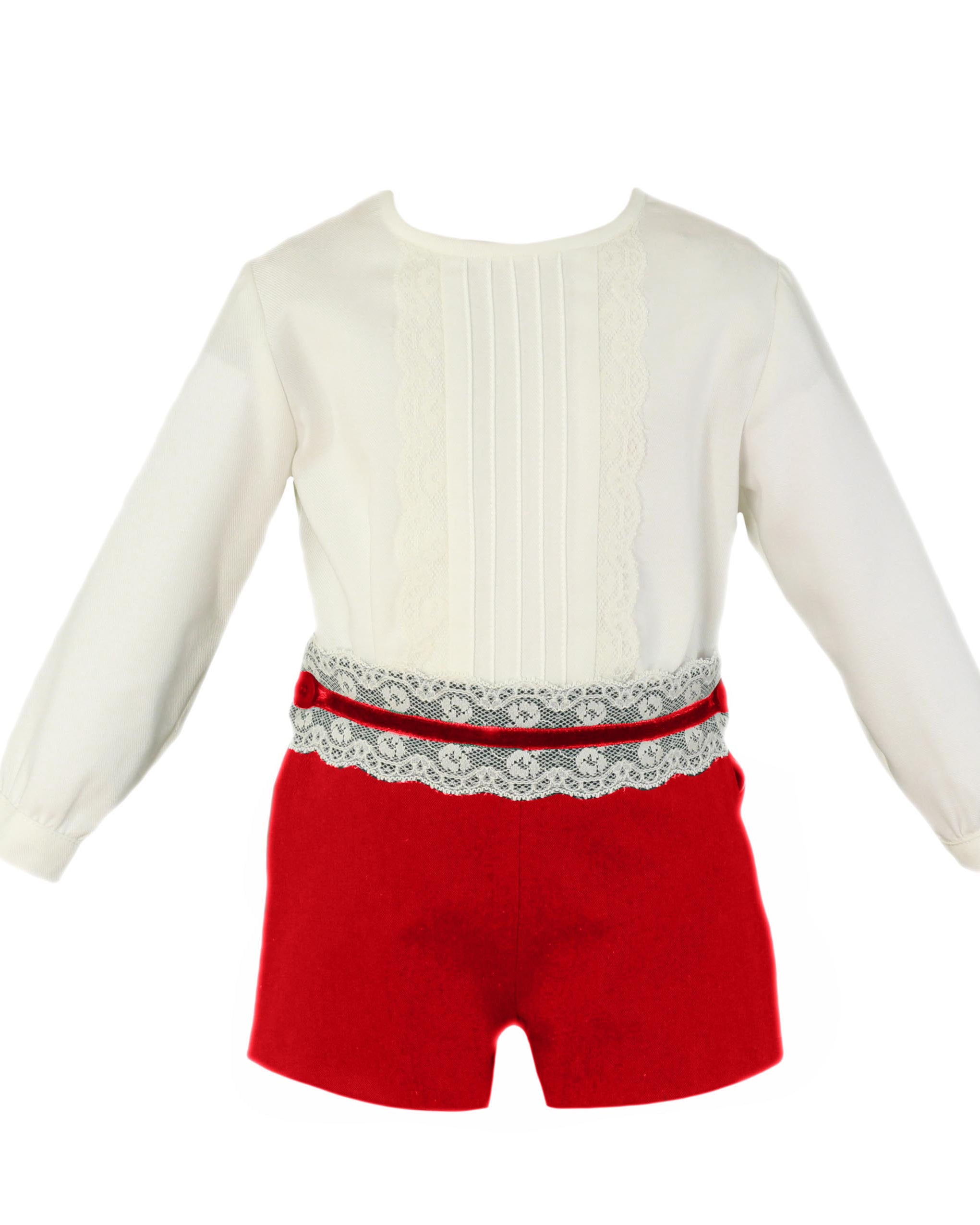conjunto bebe niño ceremonia blanco y rojo Miranda 0127 - La boutique de AyA