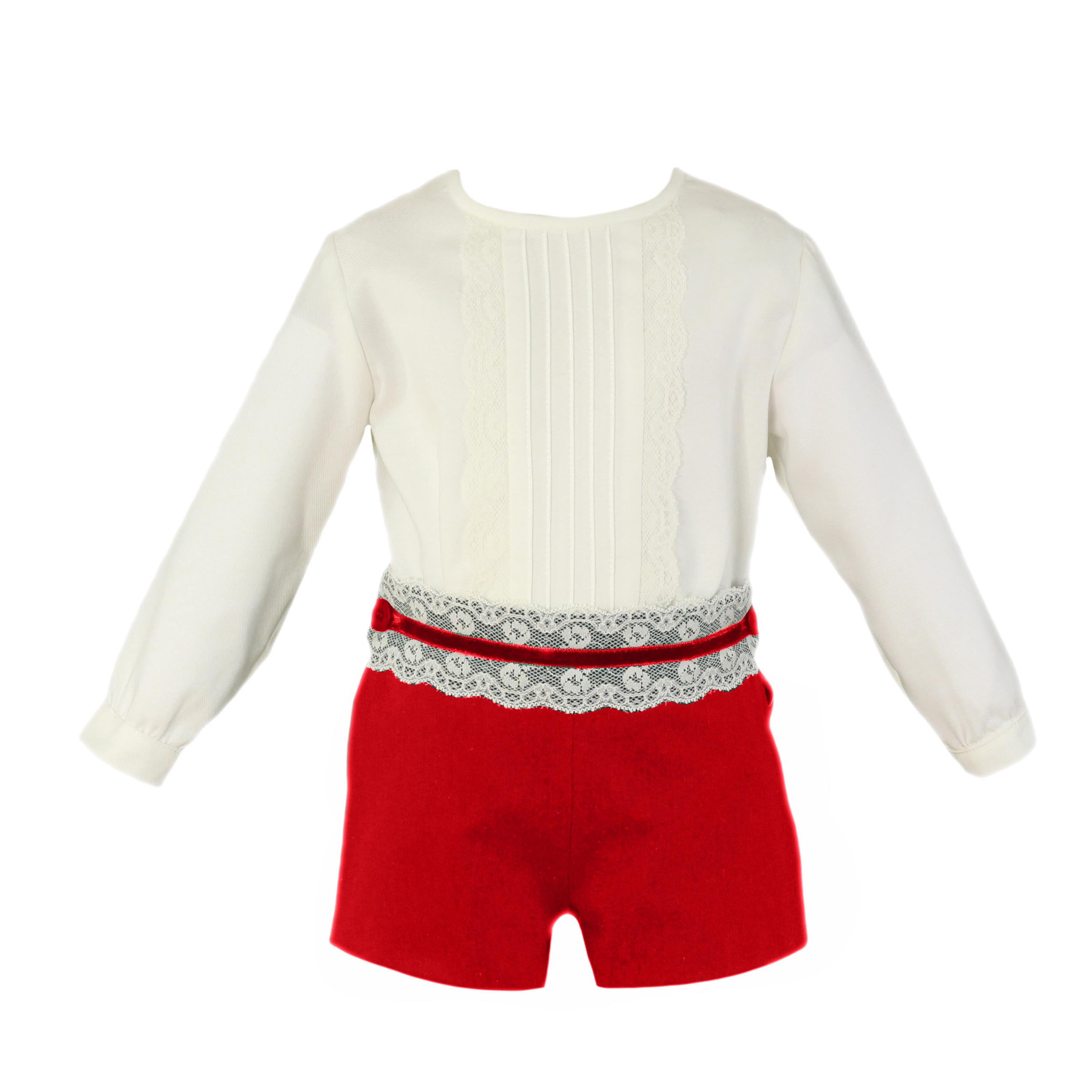 conjunto bebe niño ceremonia blanco y rojo Miranda 0127 - La boutique de AyA