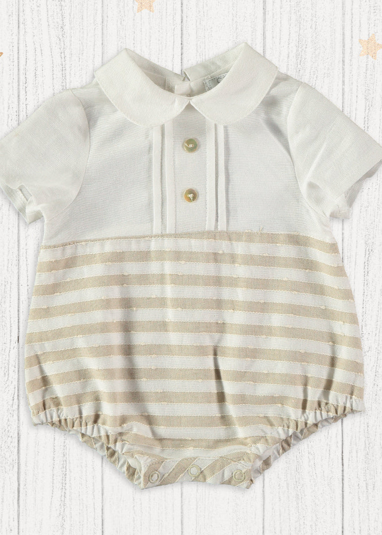 Ranita de bebé niño de rayas en tostado y blanco cocoacqua 80106 - La boutique de AyA