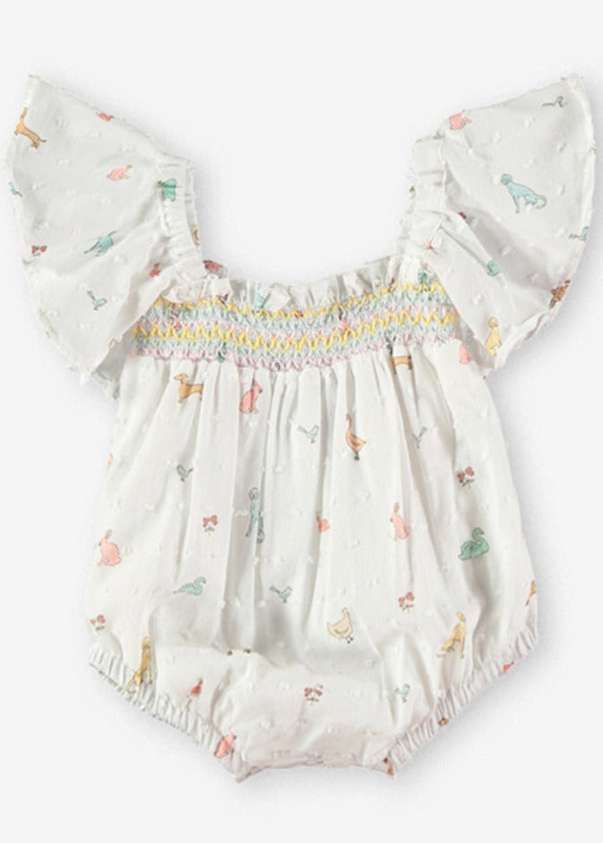 Ranita de bebé niña con estampado de animalitos en blanco coco acqua 80143 - La boutique de AyA